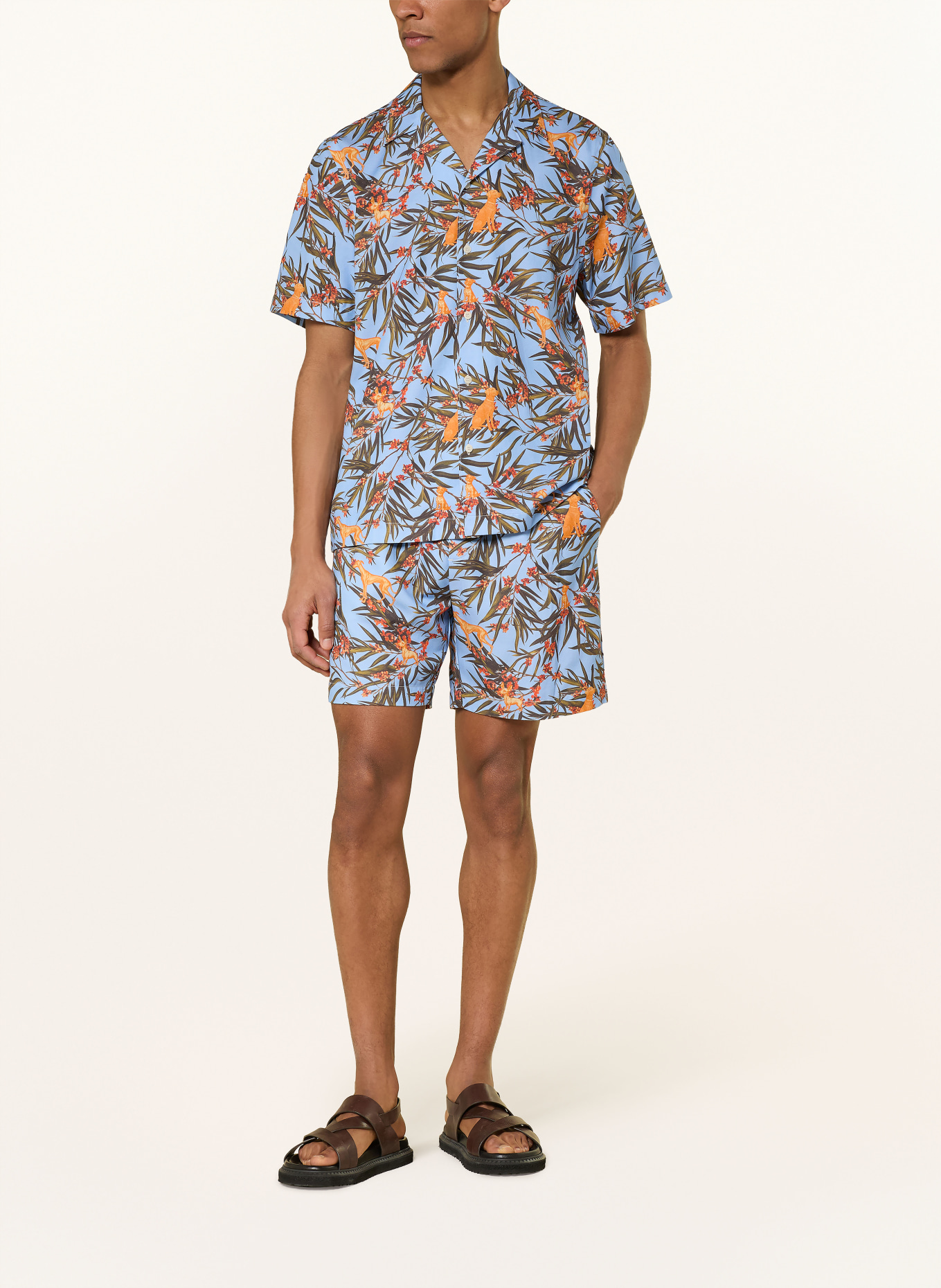 ARMEDANGELS Shorts mit Leinen: HELLBLAU / ORANGE / KHAKI