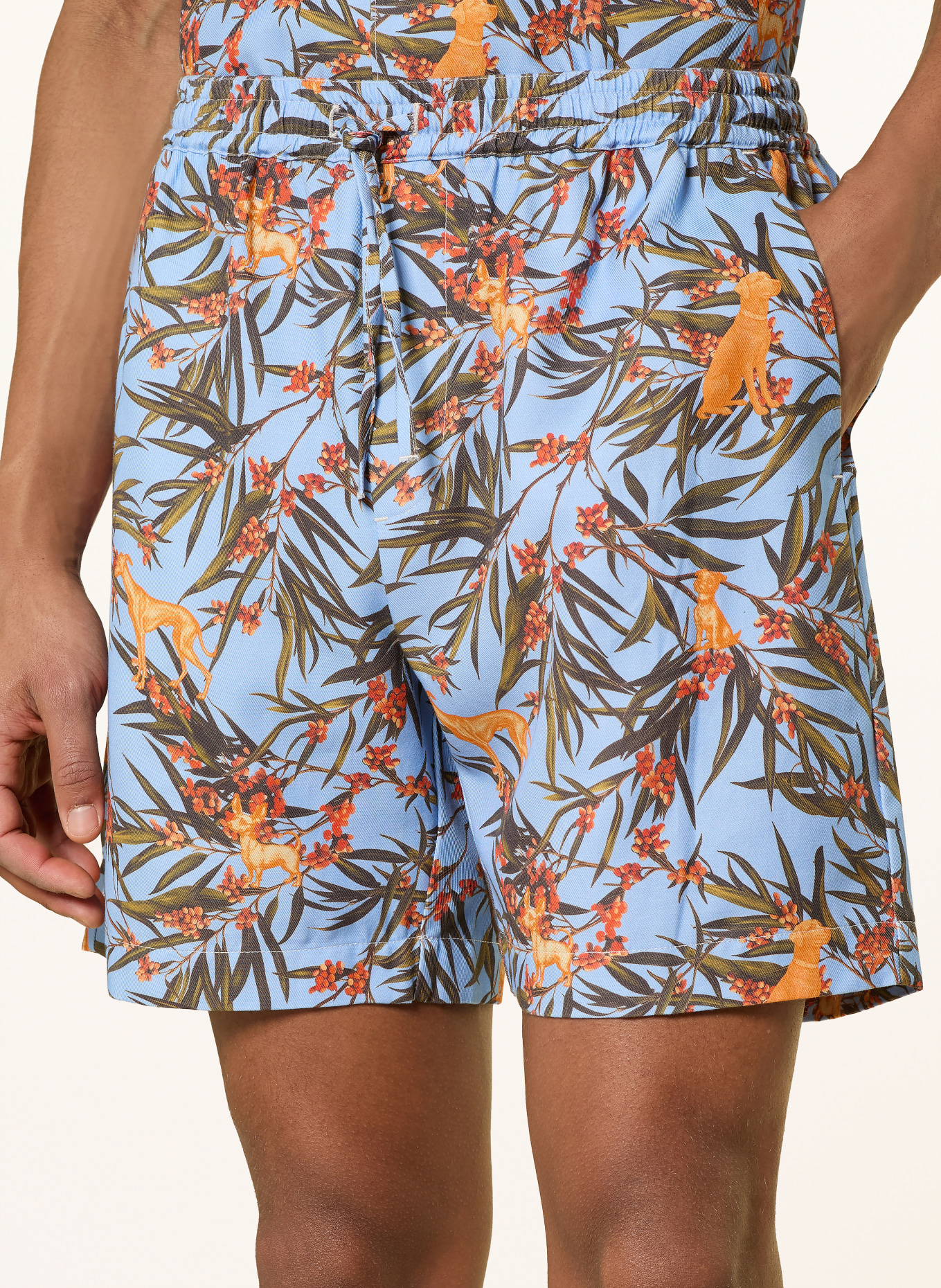 ARMEDANGELS Shorts mit Leinen: HELLBLAU / ORANGE / KHAKI