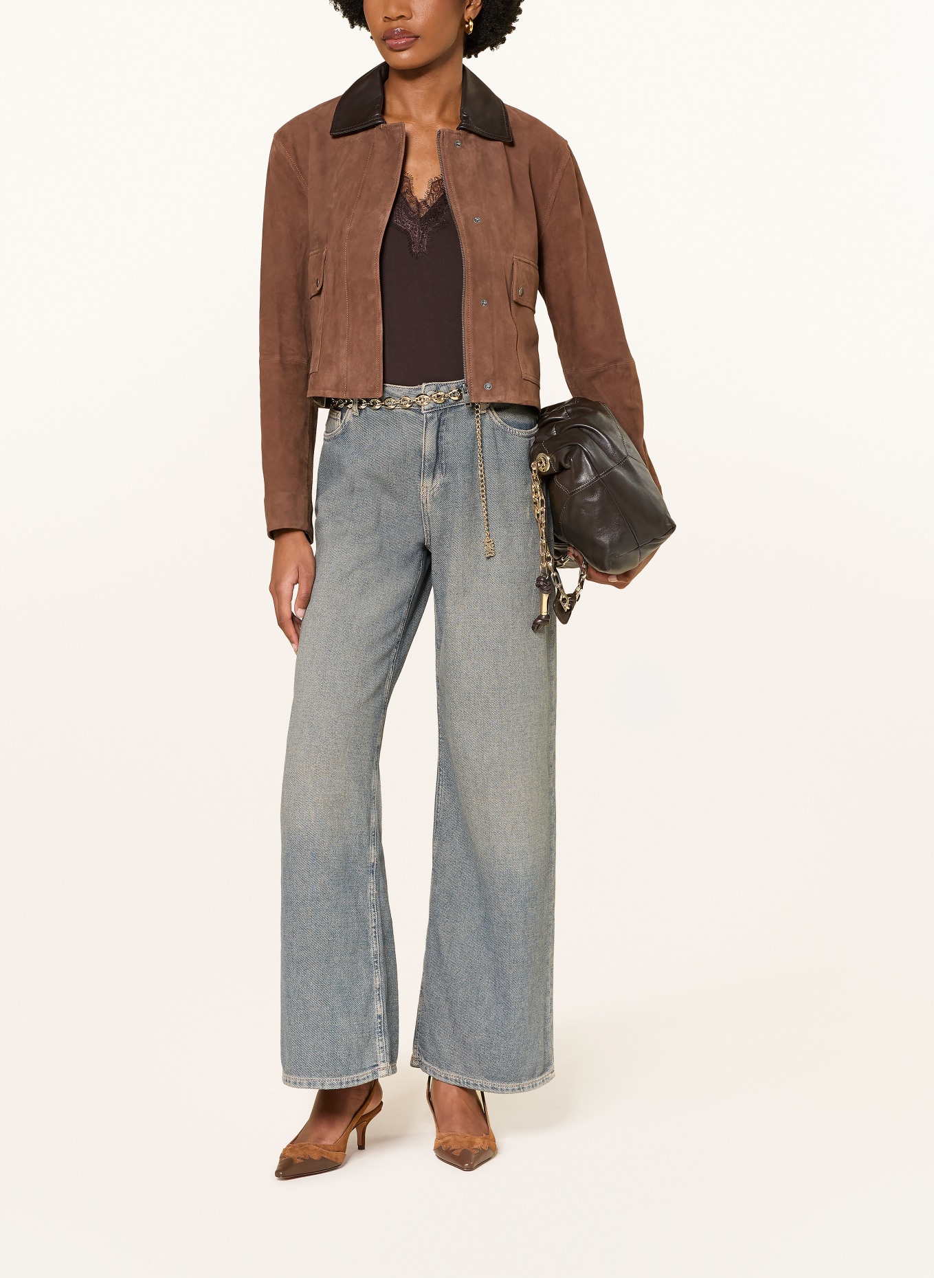 MRS & HUGS Lederjacke: BRAUN / DUNKELBRAUN