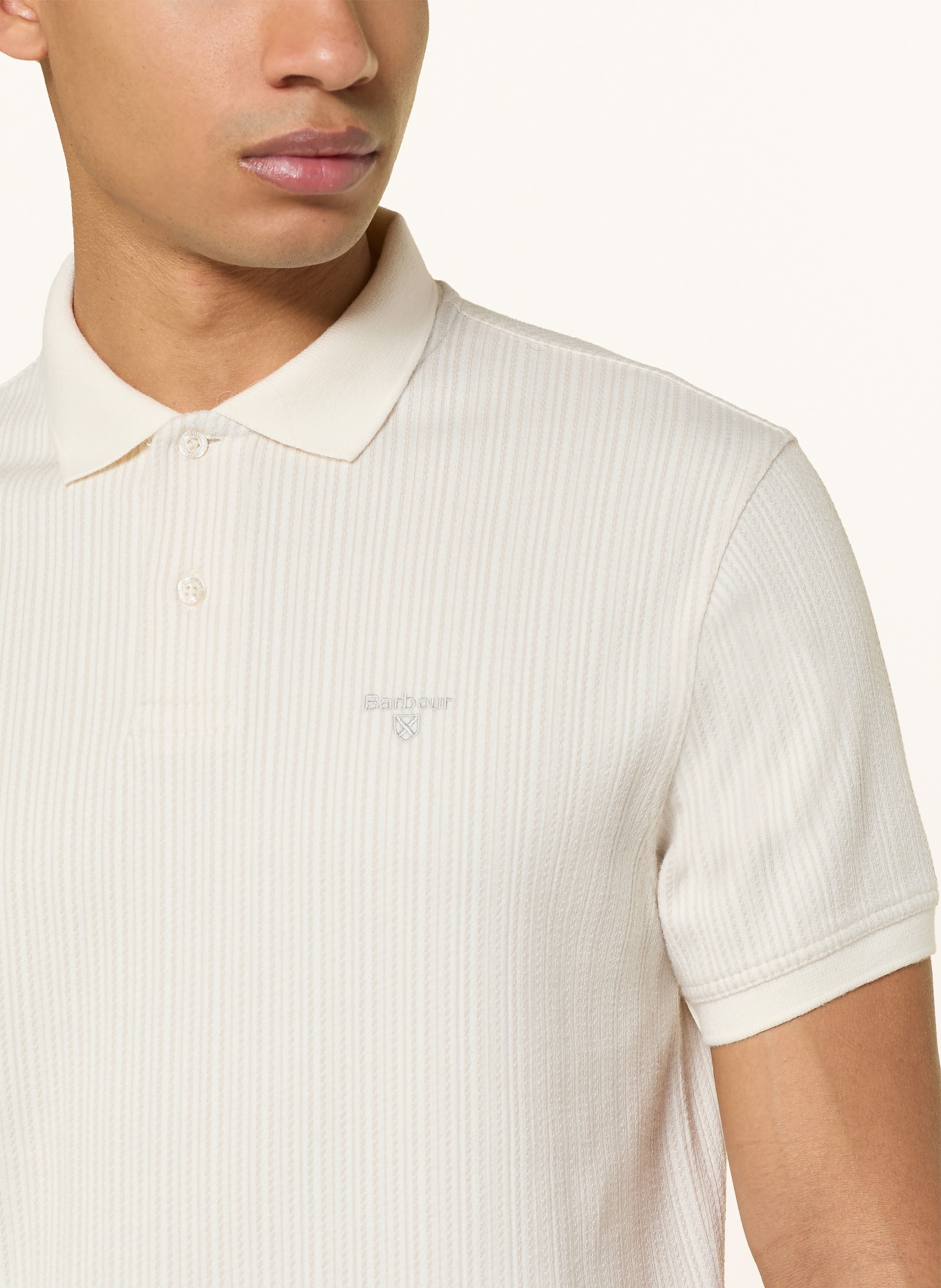 Barbour Jersey-polotröja HARWORTH Tailored Fit: GRÄDDE / BEIGE