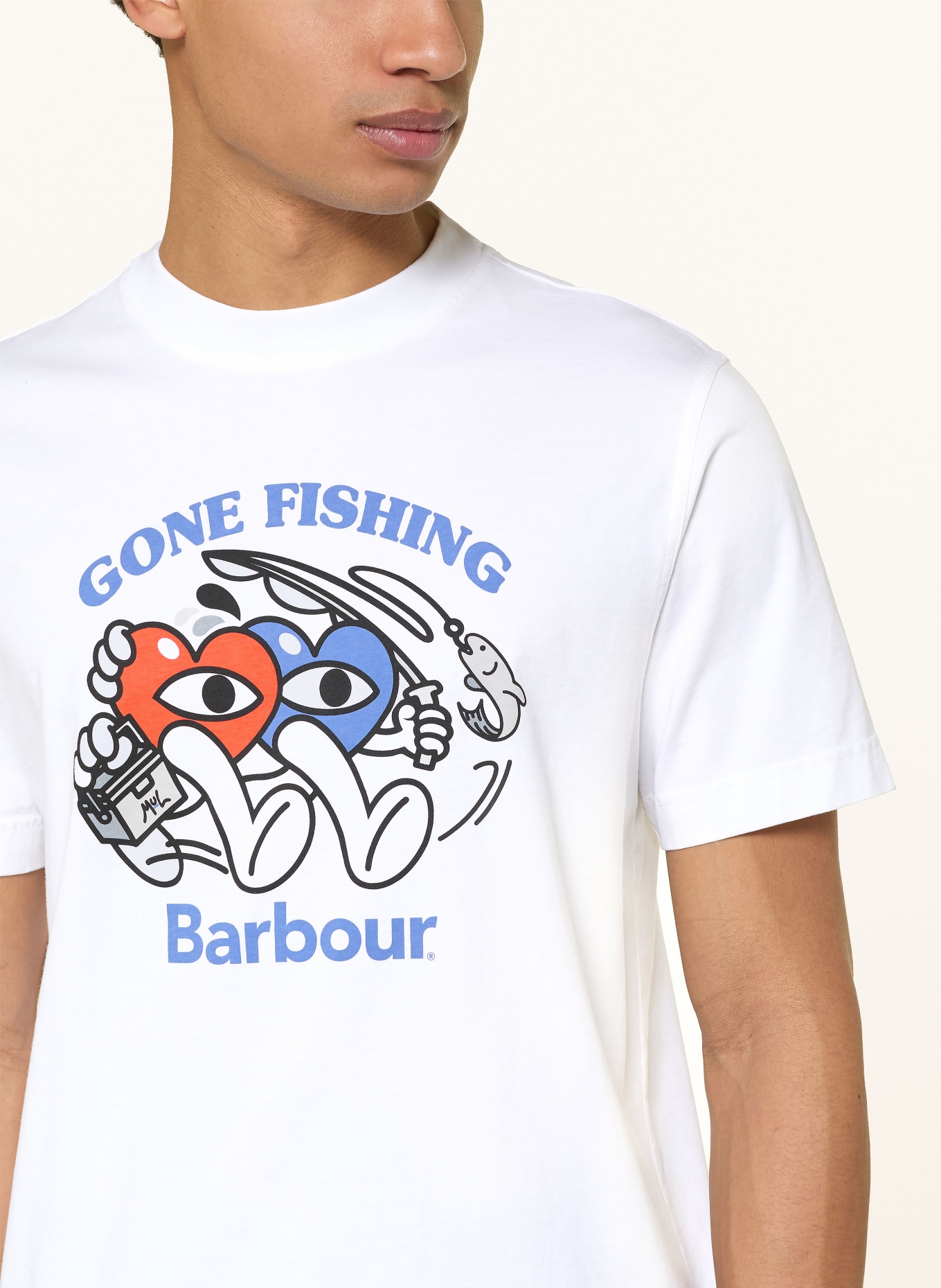 Barbour T-shirt: WHITE / RED / BLUE