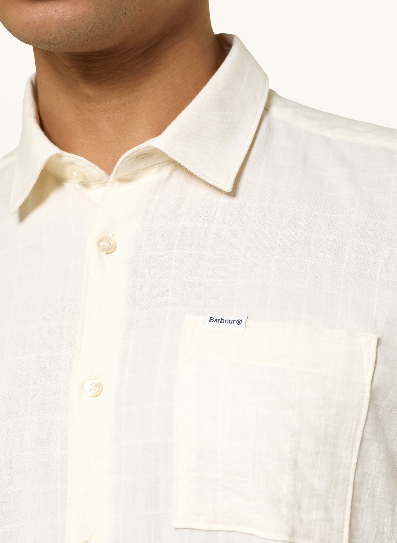 Barbour Kurzarm-Hemd KINGSWOOD Relaxed Fit: CREME