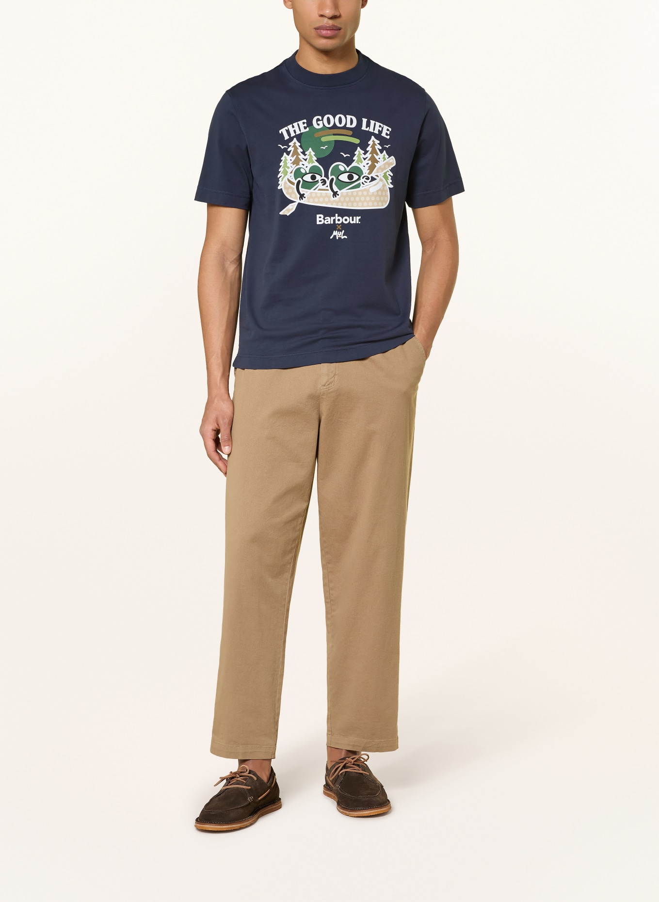 Barbour Tricou MUL GOOD LIFE: ALBASTRU ÎNCHIS / MARO / VERDE