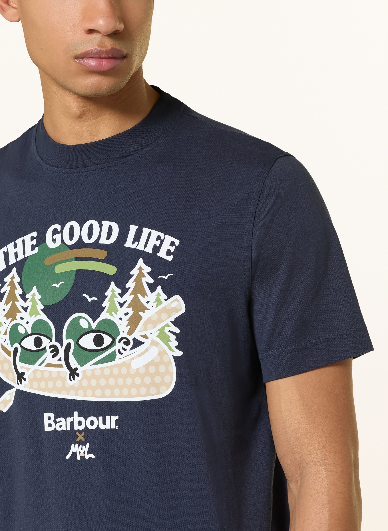 Barbour Tricou MUL GOOD LIFE: ALBASTRU ÎNCHIS / MARO / VERDE