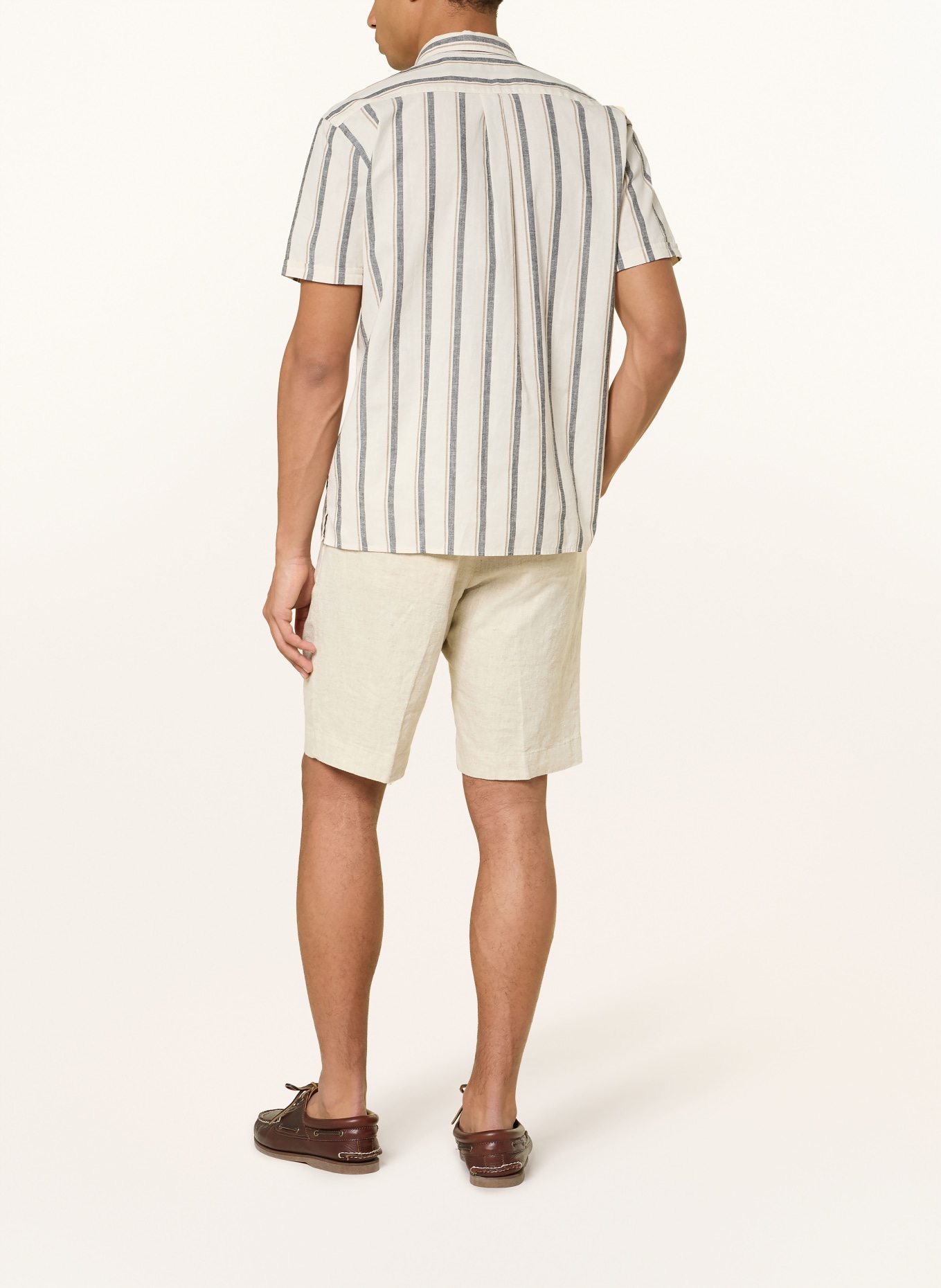 Barbour Kurzarm-Hemd BARKEND Relaxed Fit mit Leinen: BEIGE / CAMEL / DUNKELGRAU