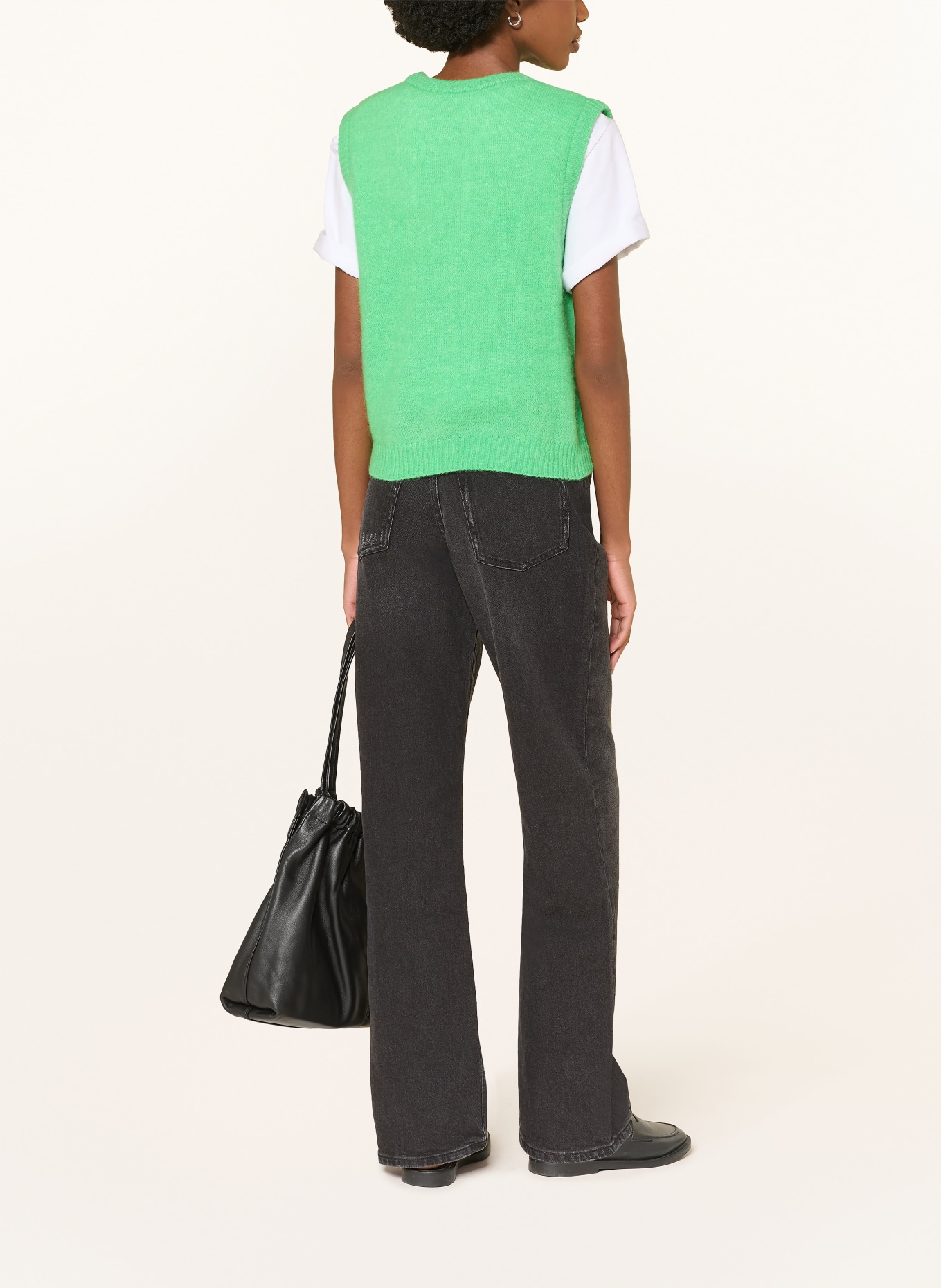 American Vintage Bezrukávový svetr VITOW s alpakou: NEONOVĚ ZELENÁ