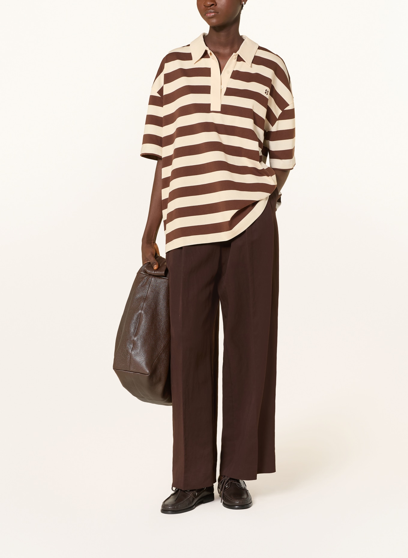 SOFIE SCHNOOR Jersey-Poloshirt PILSW: CREME / BRAUN