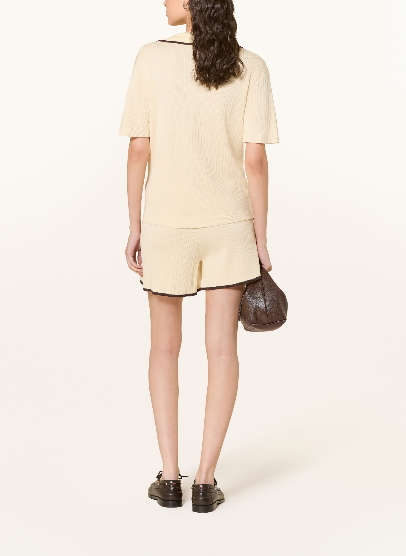 SOFIE SCHNOOR Krótkie spodenki z dzianiny JOLIESW: KREMOWY / CIEMNOBRĄZOWY