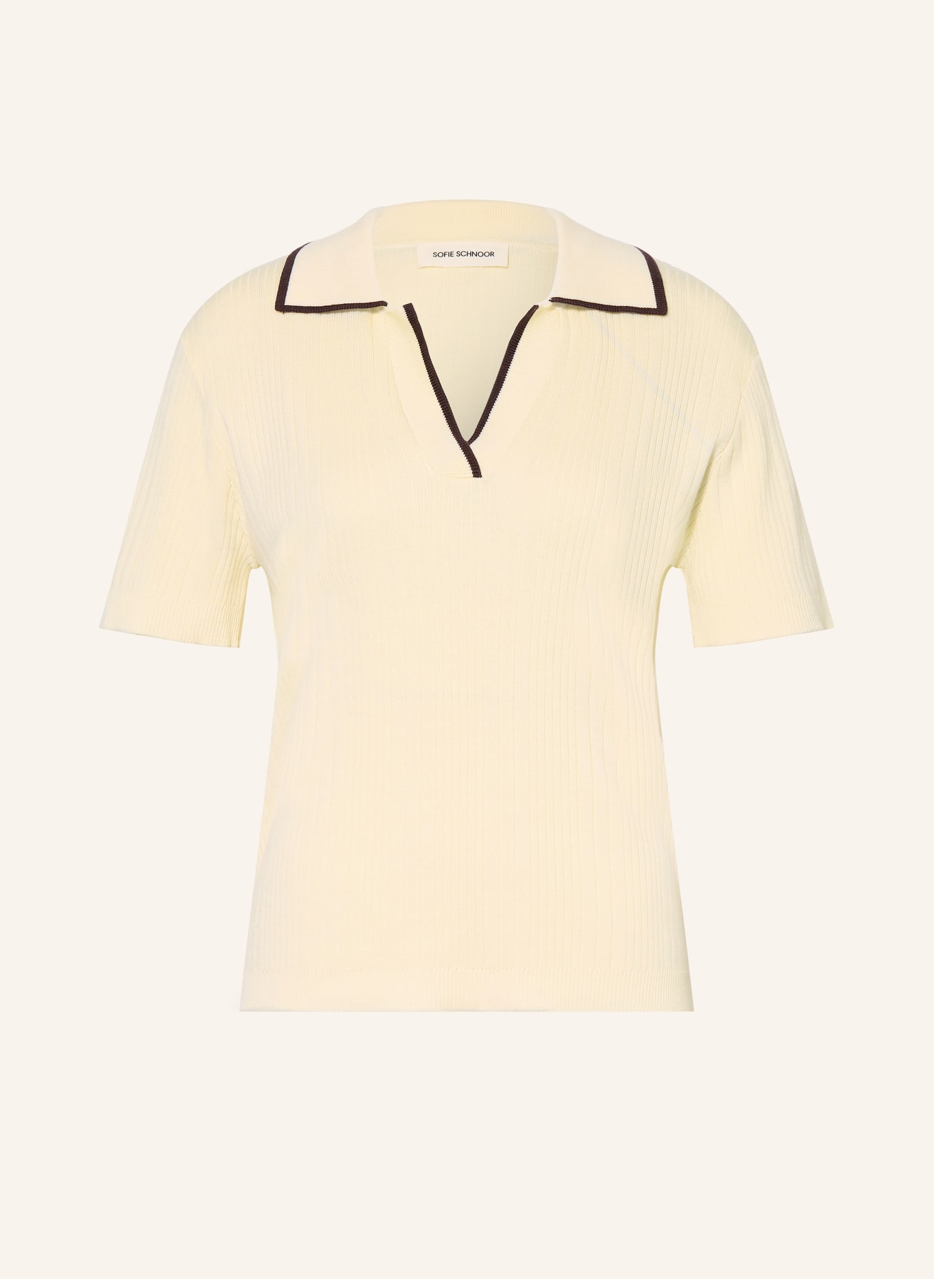 SOFIE SCHNOOR Dzianinowa koszulka polo JAMIESW: KREMOWY / CIEMNOBRĄZOWY