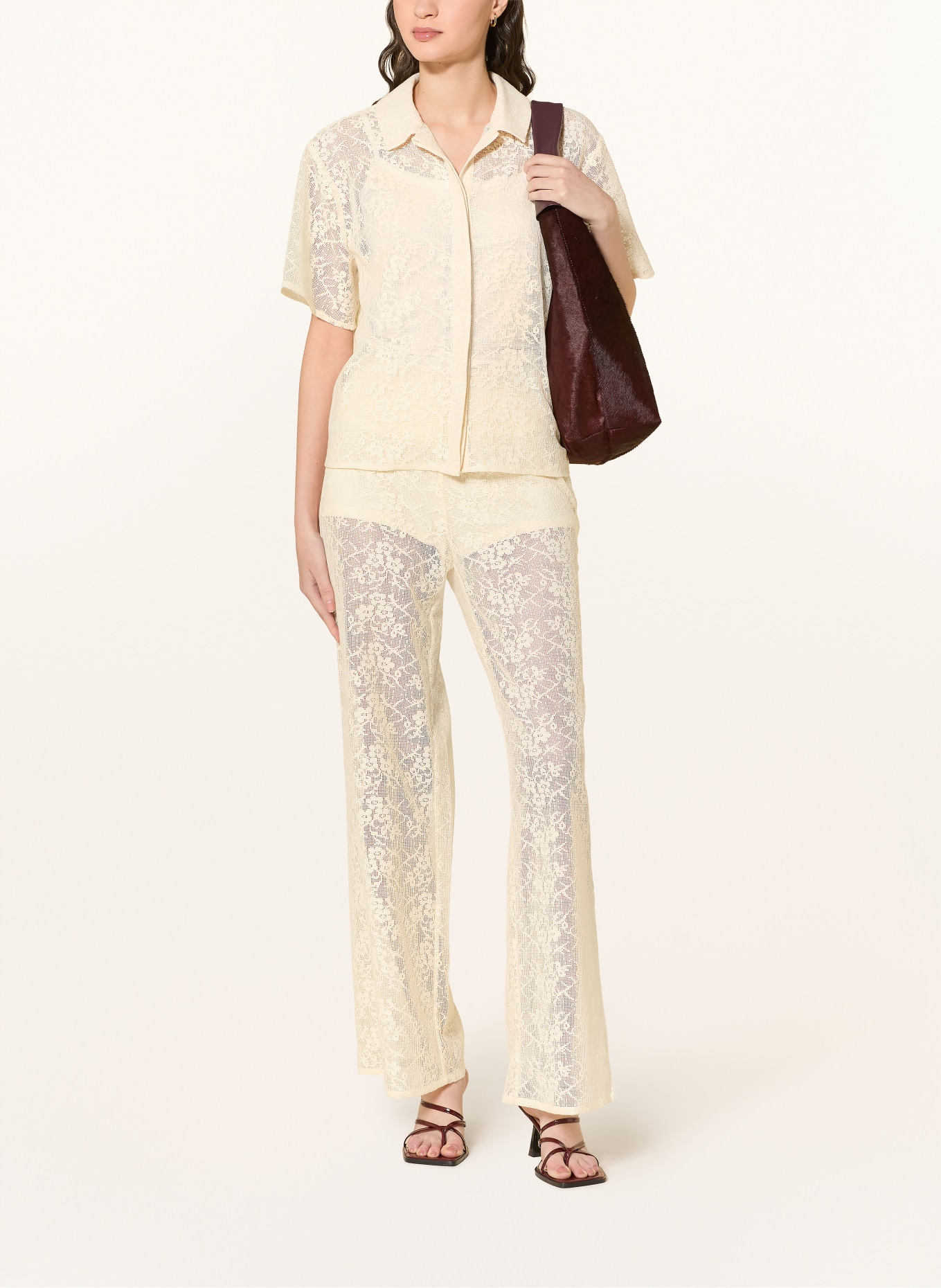 SOFIE SCHNOOR Spodnie Marlene IVYSW z koronki: KREMOWY