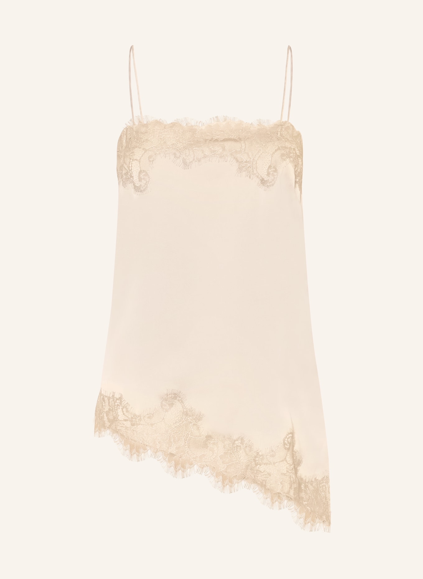 SOFIE SCHNOOR VIRASW satin top with lace: BEIGE