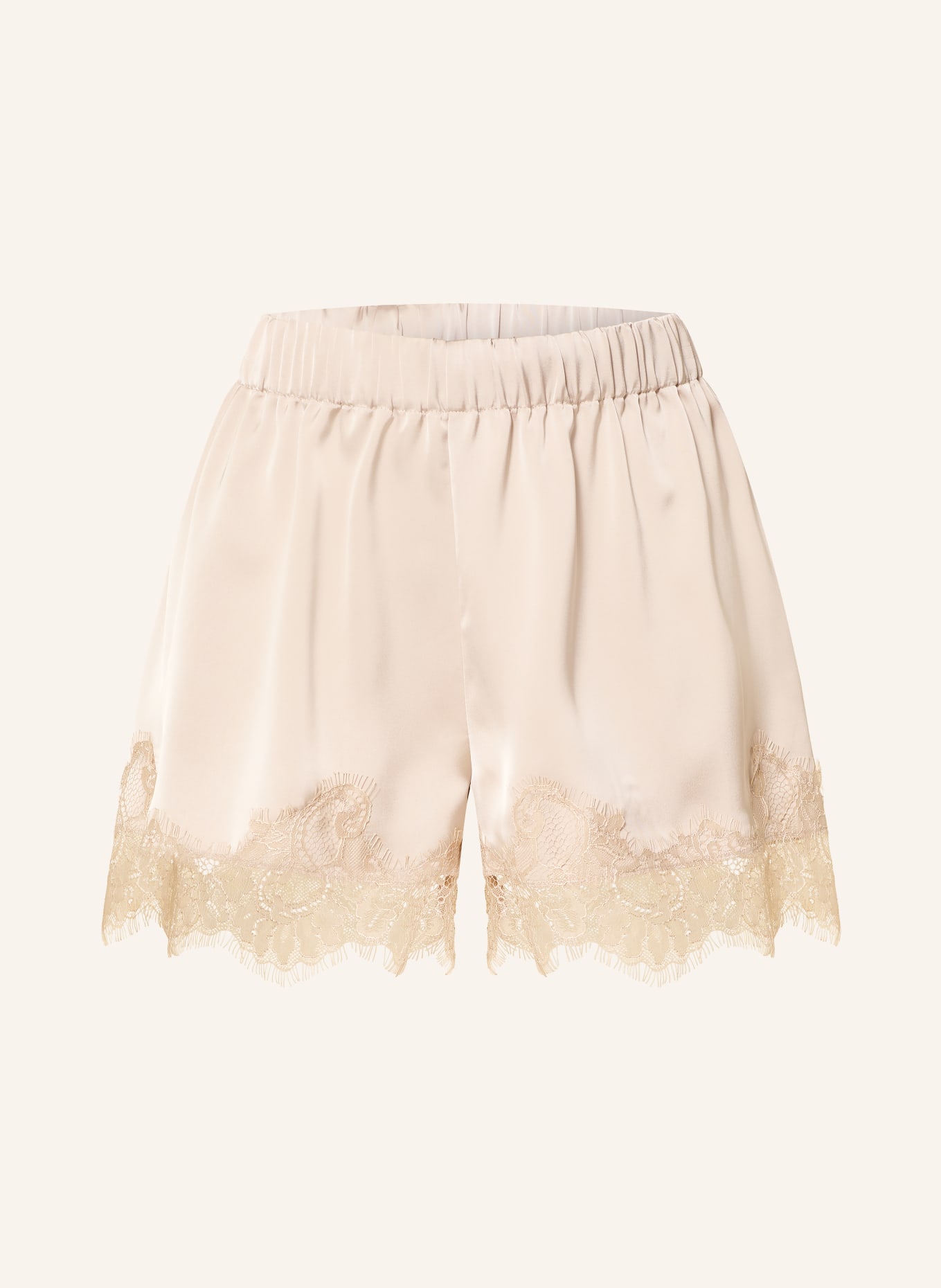 SOFIE SCHNOOR Satyna szorty VADA z koronką: BEŻOWY