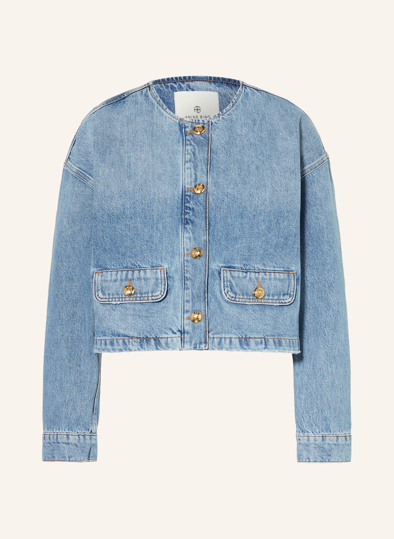 ANINE BING BLANCHE denim jacket: CASPIAN BLUE WASHED BLUE