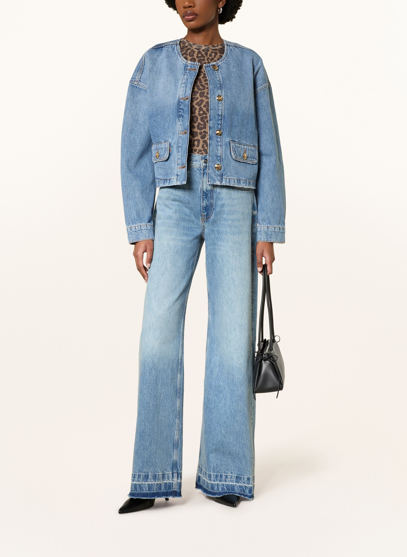 ANINE BING BLANCHE denim jacket: CASPIAN BLUE WASHED BLUE