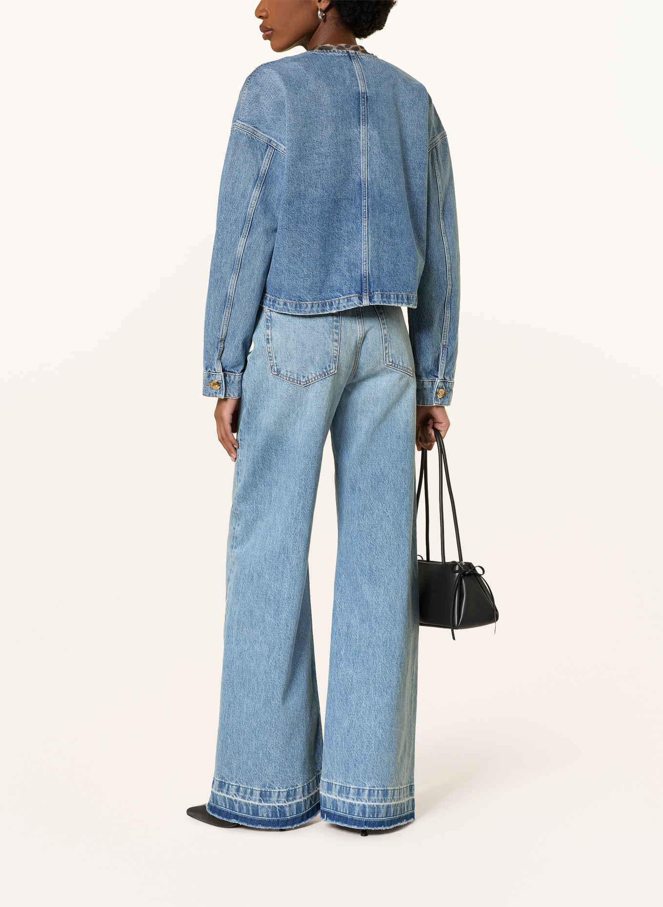 ANINE BING BLANCHE denim jacket: CASPIAN BLUE WASHED BLUE