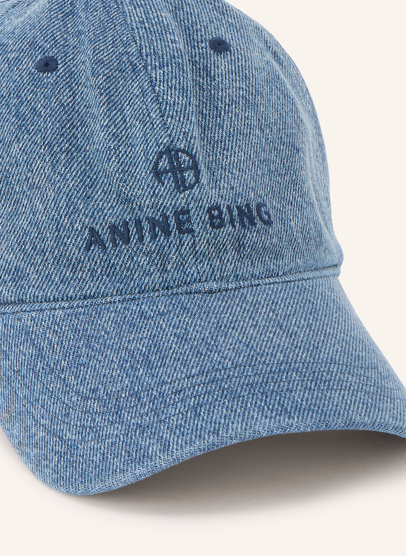 ANINE BING Džínová čepice JEREMY: MODRÁ / TMAVĚ MODRÁ