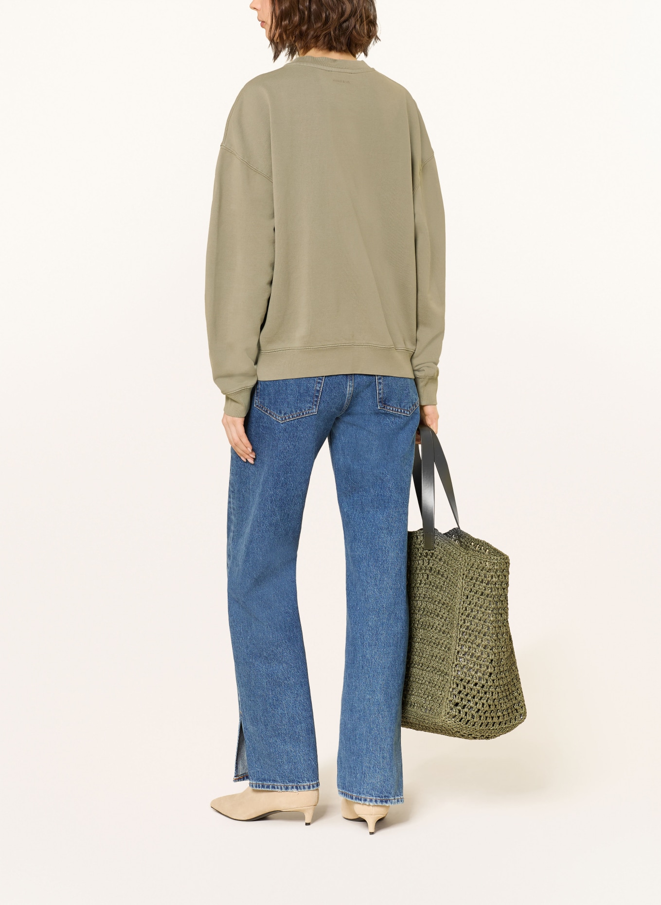 ANINE BING TRENTON Sweatshirt: OLIVE / ECRU