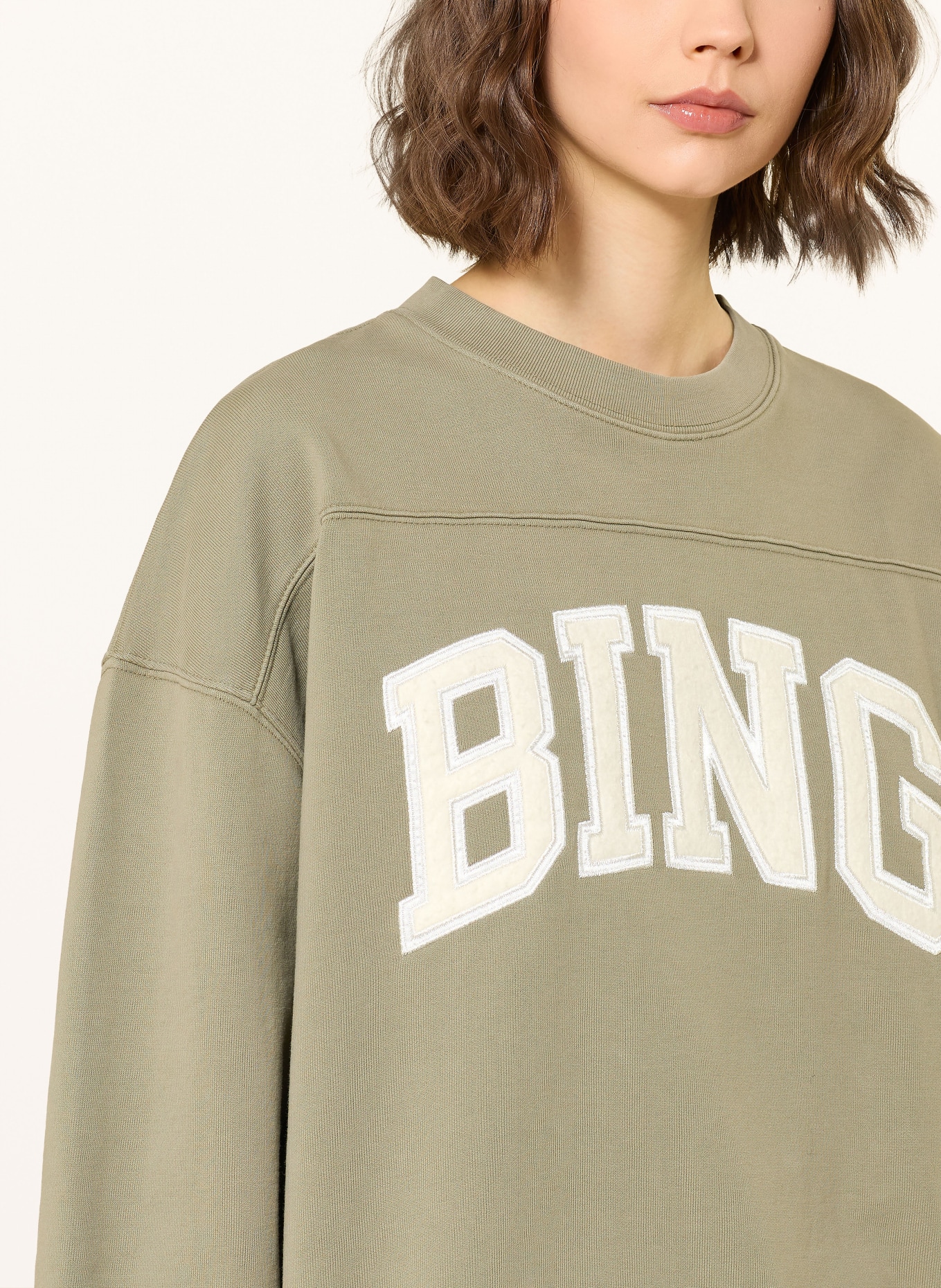 ANINE BING TRENTON Sweatshirt: OLIVE / ECRU