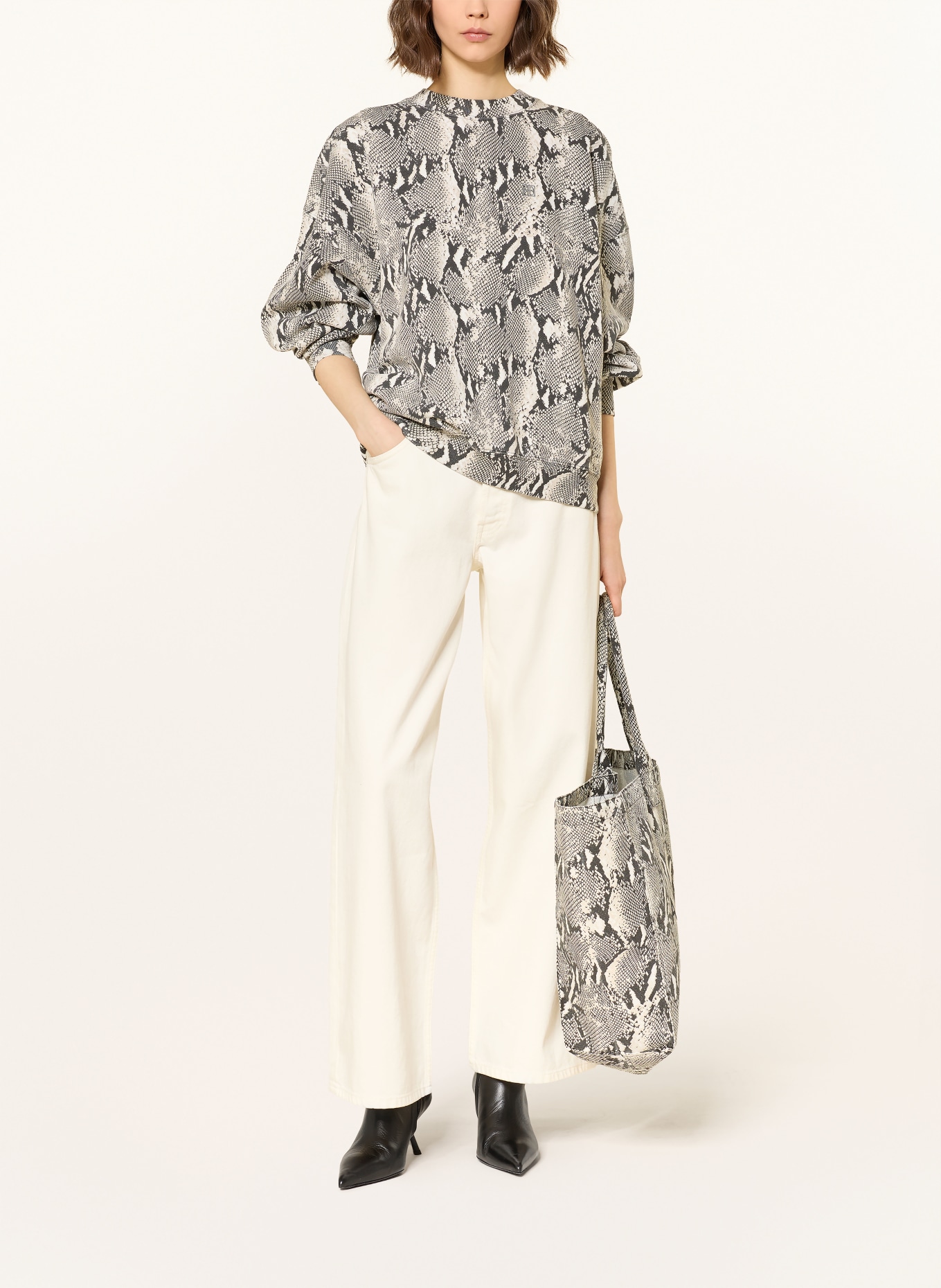 ANINE BING Mikina MILES: BÉŽOVÁ / TMAVĚ ŠEDÁ