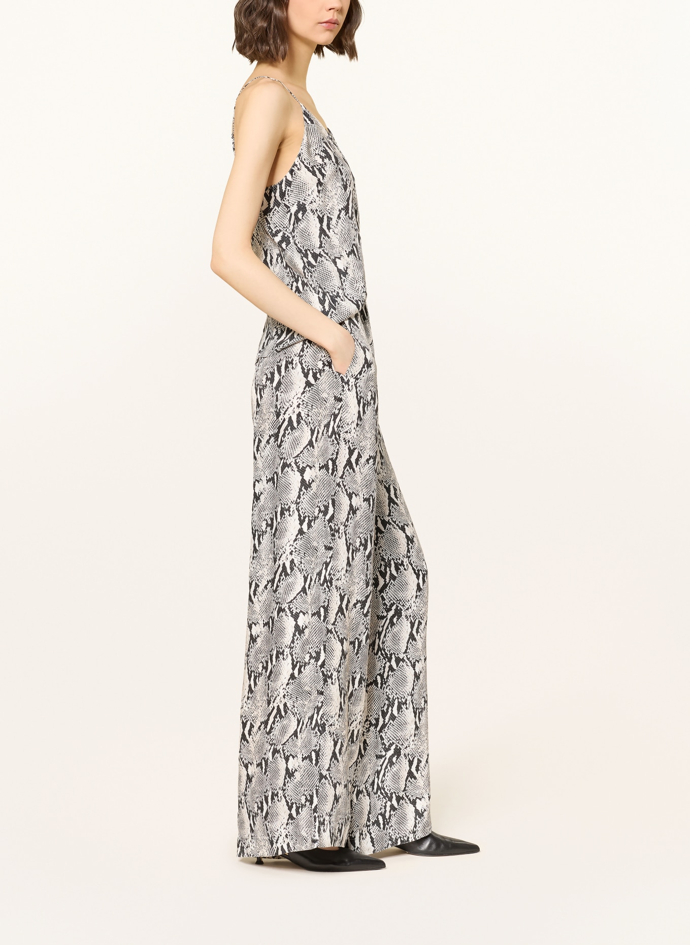 ANINE BING Kalhoty Marlene ROSLYN: SVĚTLE ŠEDÁ / ČERNÁ