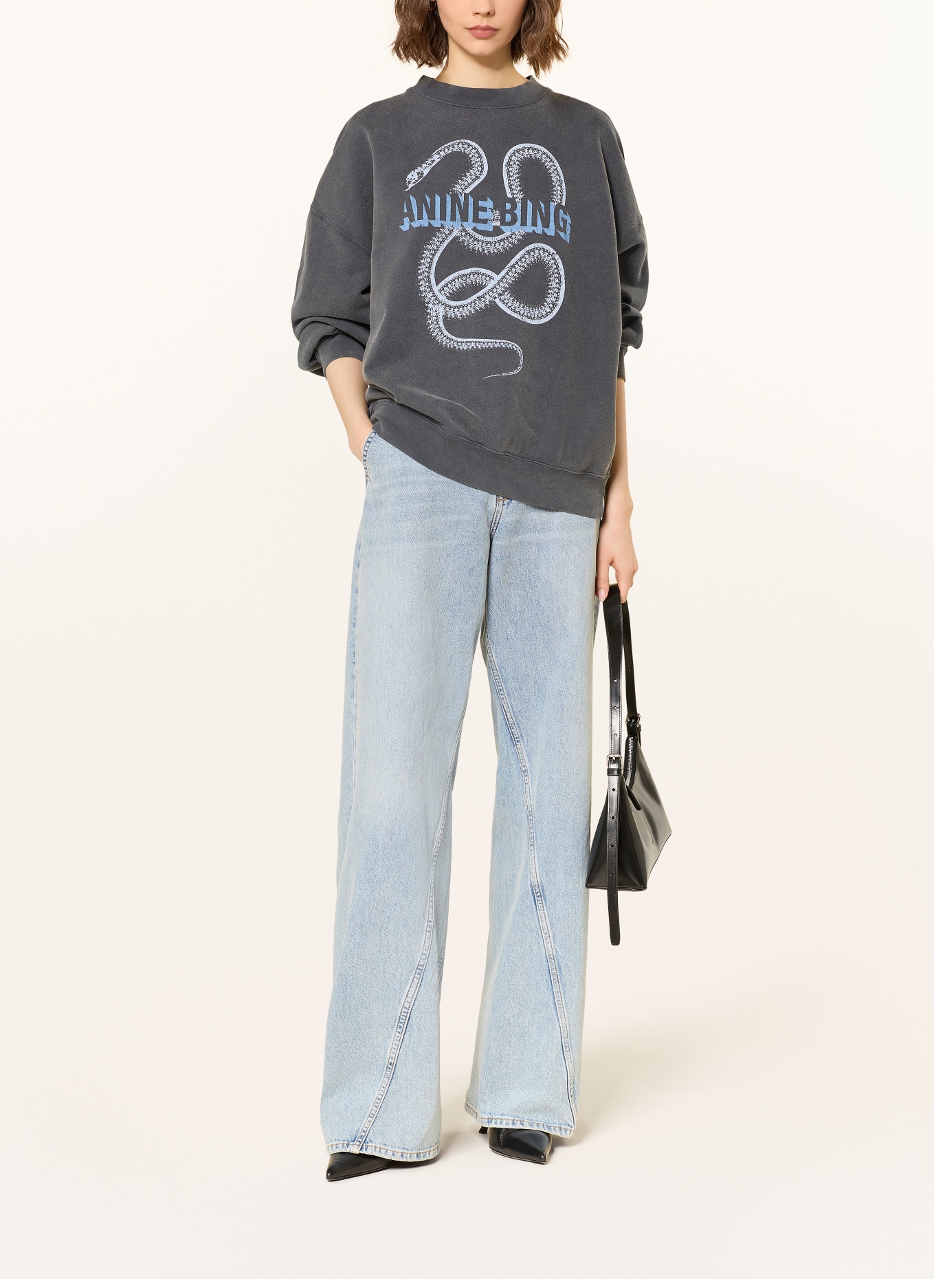 ANINE BING Mikina HARVEY: TMAVĚ ŠEDÁ / ČERNOŠEDÁ / TMAVĚ MODRÁ