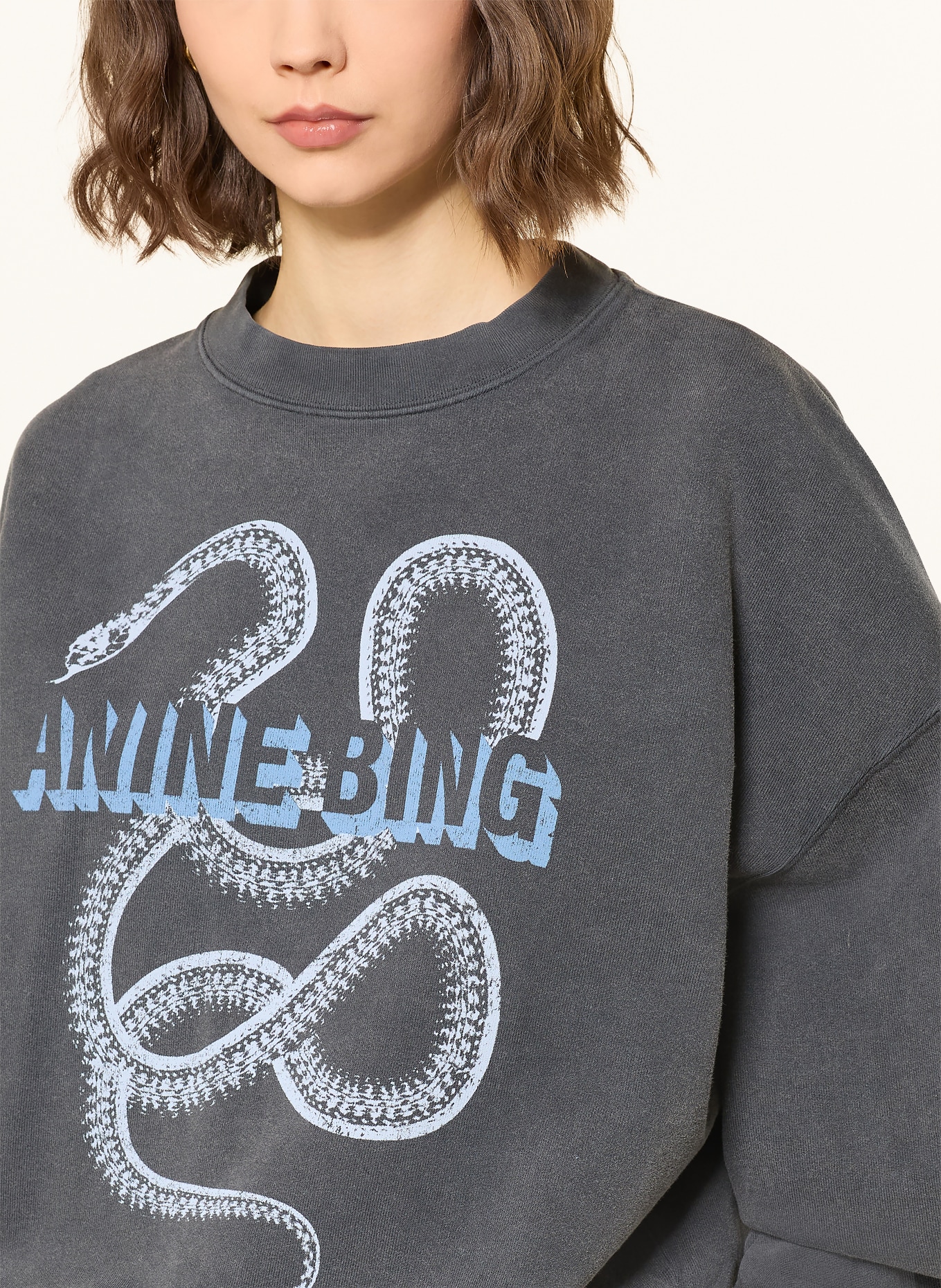 ANINE BING Mikina HARVEY: TMAVĚ ŠEDÁ / ČERNOŠEDÁ / TMAVĚ MODRÁ