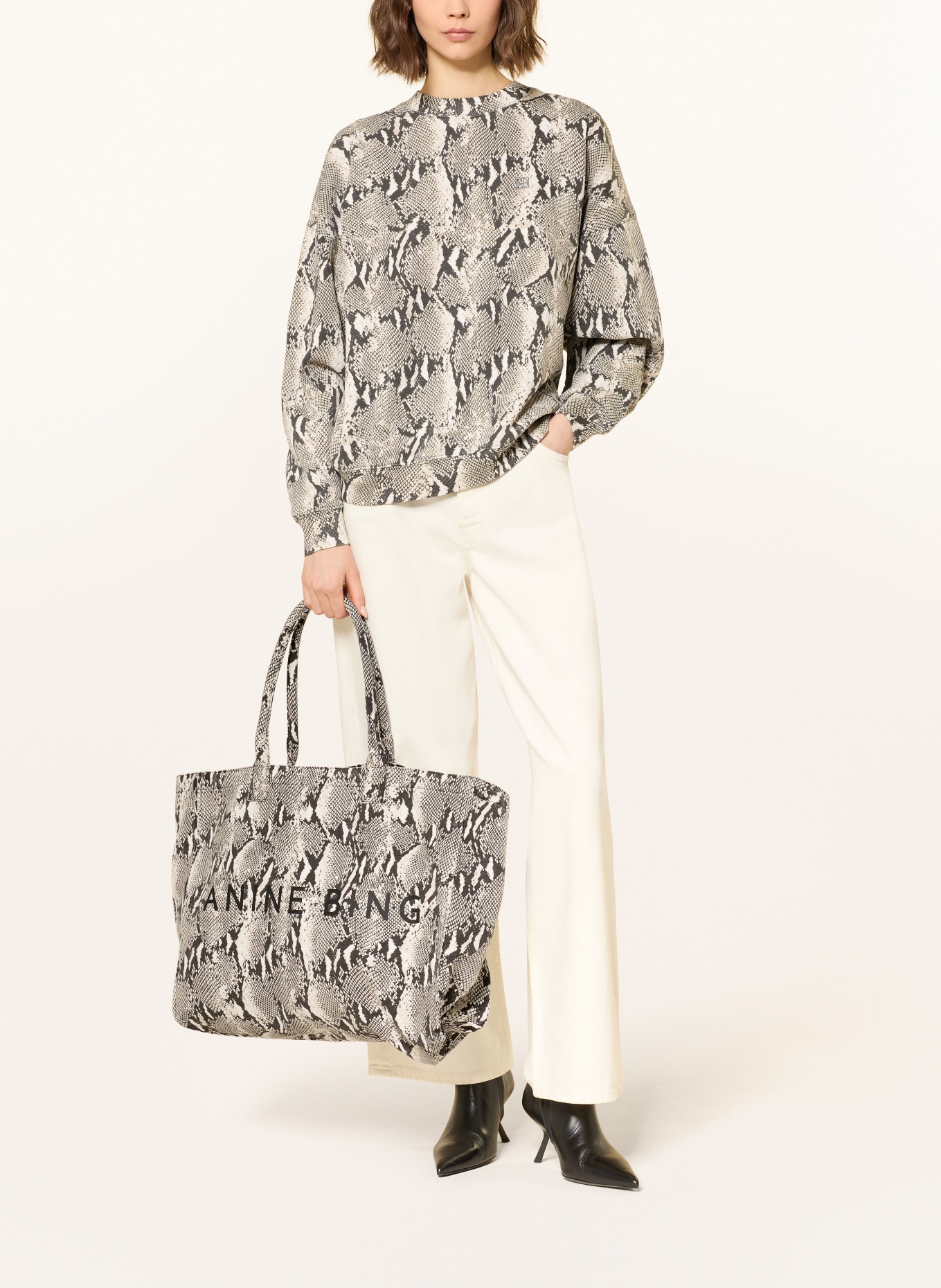 ANINE BING Shopper LEO: CREAM / BEIGE / BLACK