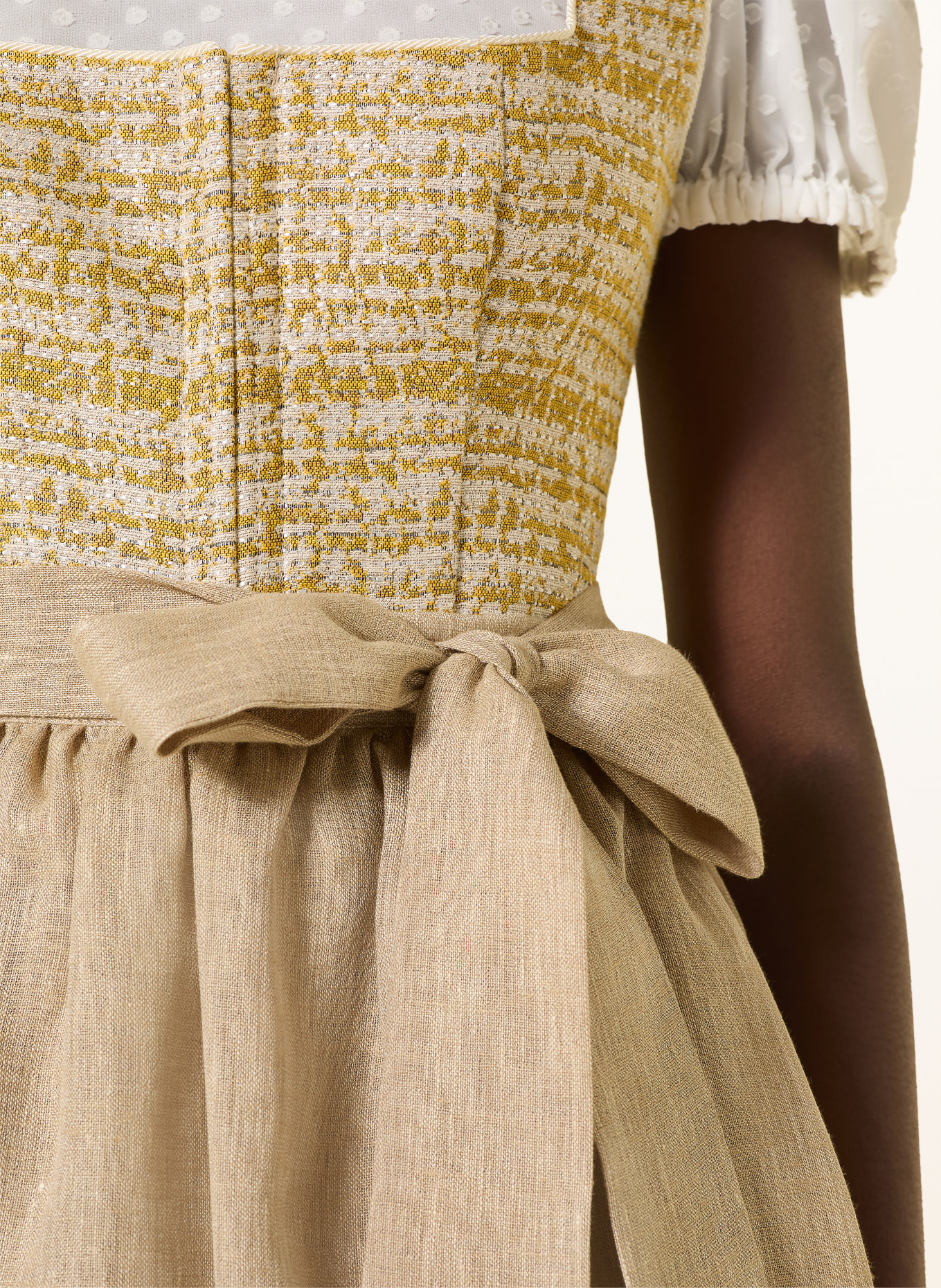 KINGA MATHE Bouclé dirndl SARANDA with glitter yarn: GOLD / BEIGE