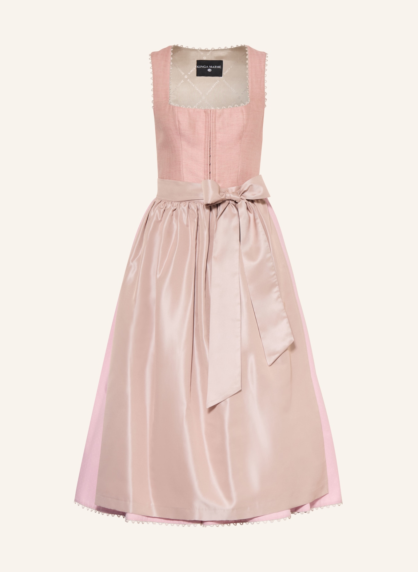 KINGA MATHE Sukienka z lnu KORFU: RÓŻOWY / BRUDNY RÓŻ