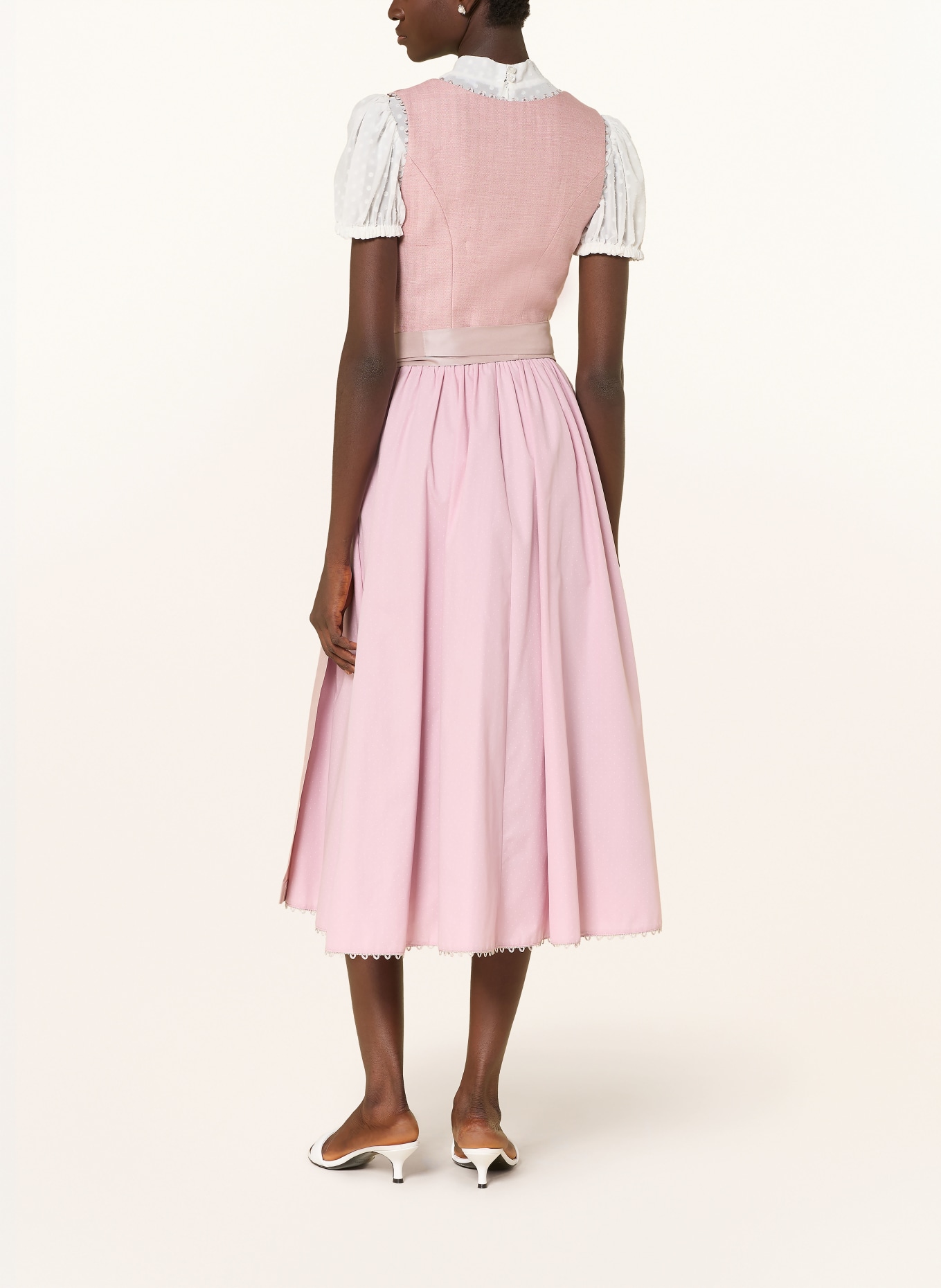 KINGA MATHE Sukienka z lnu KORFU: RÓŻOWY / BRUDNY RÓŻ