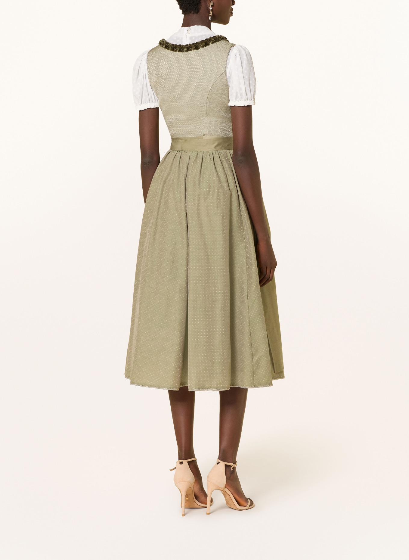 KINGA MATHE Jacquard dirndl SALERNO: KHAKI / DARK GREEN
