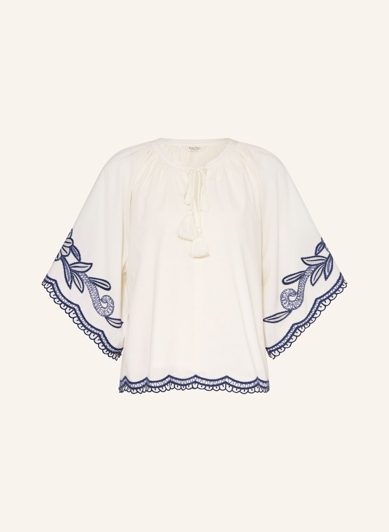 Part Two Blusenshirt mit 3/4-Arm: WEISS / DUNKELBLAU