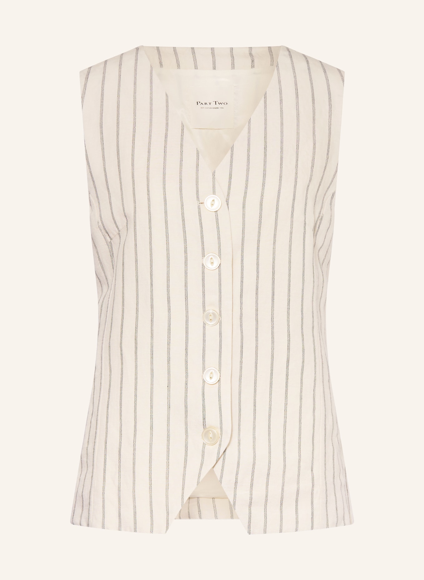Part Two Blazer vest with linen: CREAM / BLACK