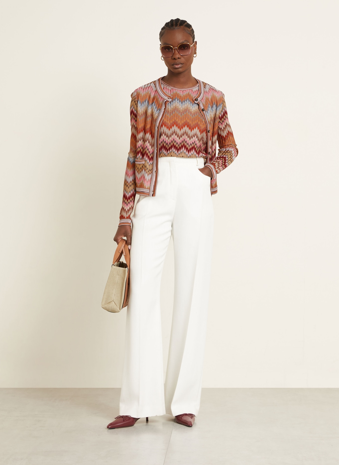 MISSONI Stricktop: COGNAC / ROSA / DUNKELROT