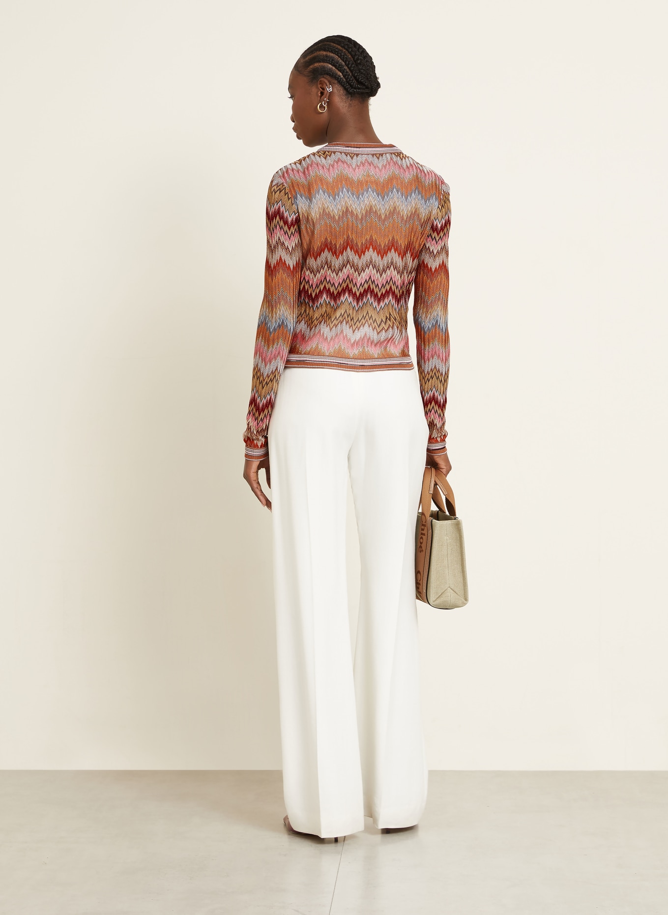 MISSONI Strickjacke: COGNAC / ROSA / DUNKELROT