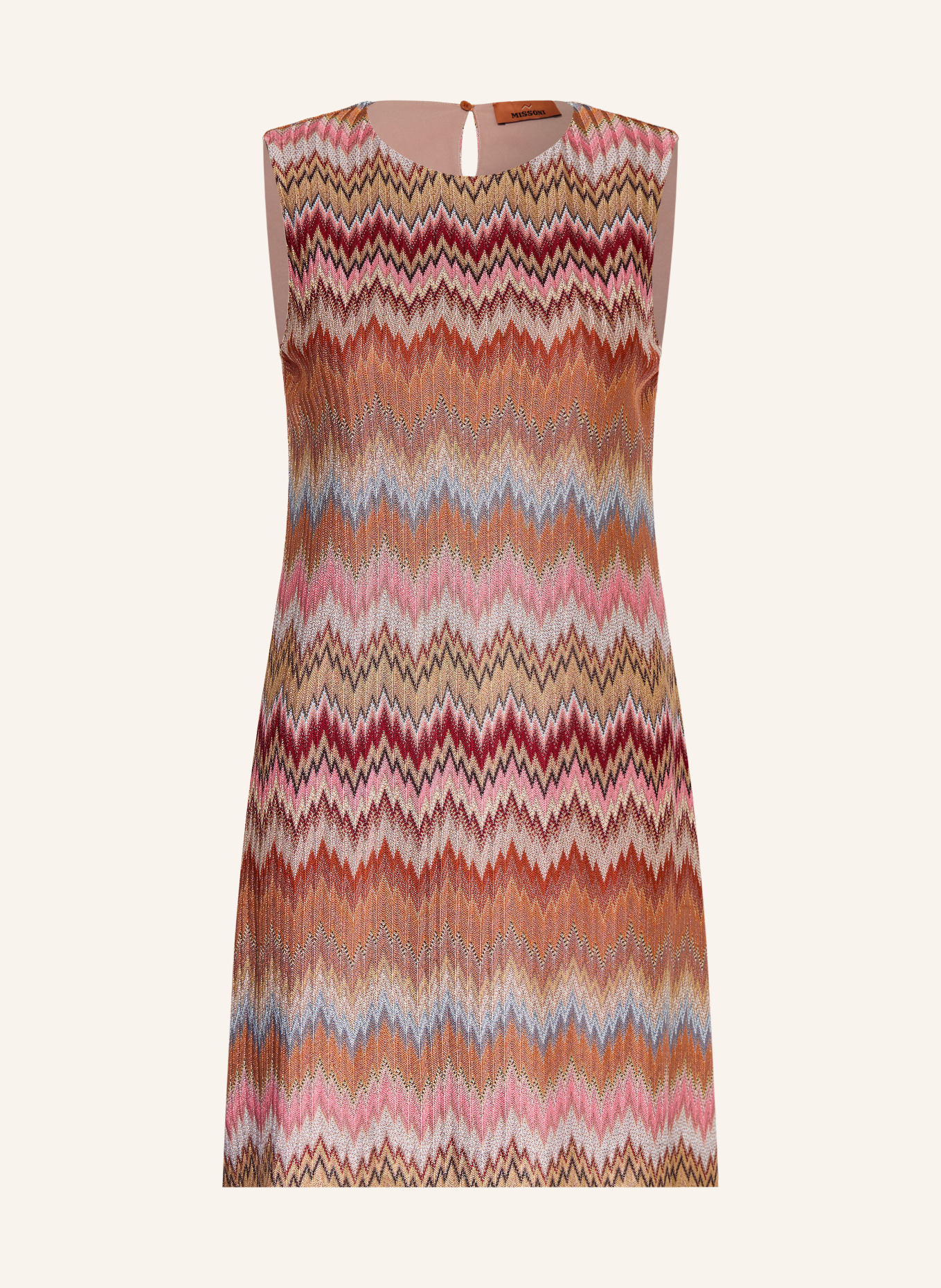 MISSONI Strickkleid: COGNAC / ROSA / DUNKELROT