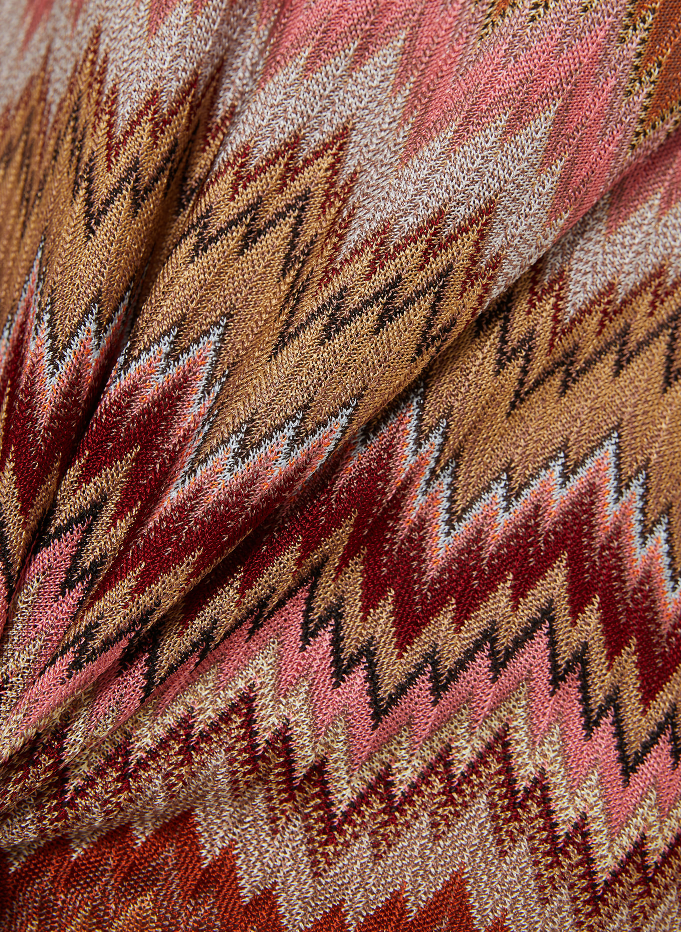 MISSONI Strickkleid: COGNAC / ROSA / DUNKELROT