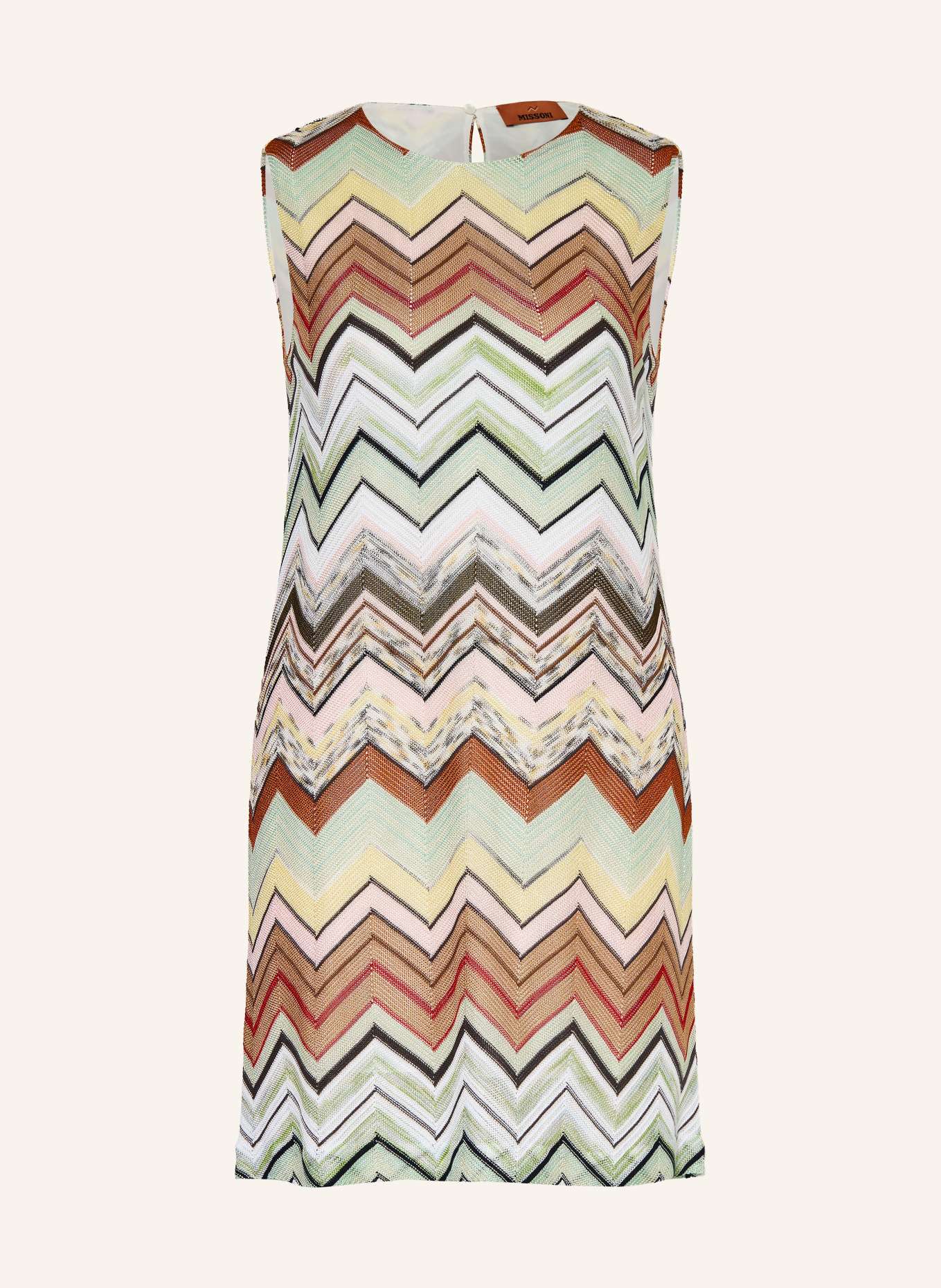 MISSONI Strickkleid: MINT / BRAUN / ROSA
