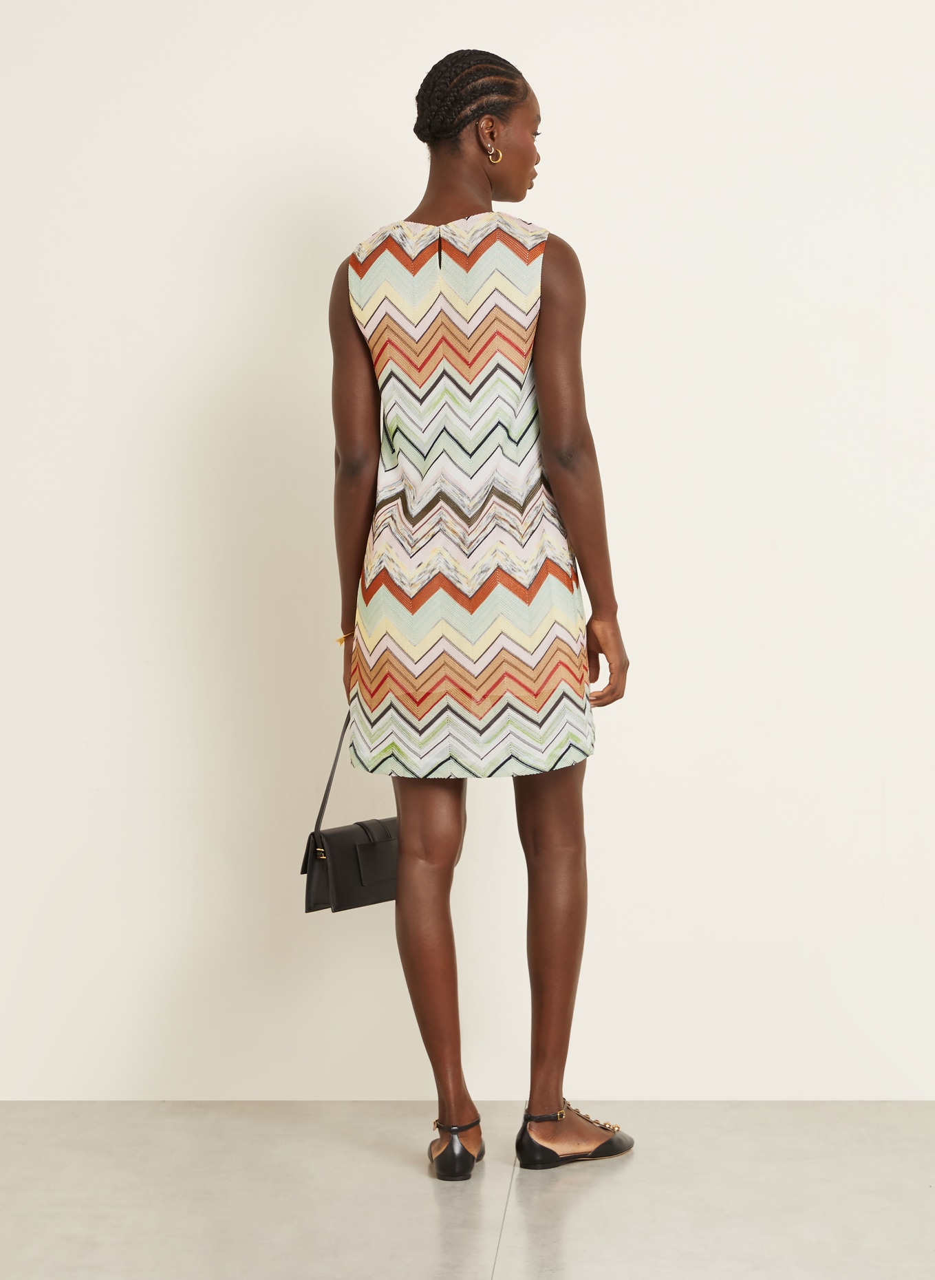 MISSONI Strickkleid: MINT / BRAUN / ROSA
