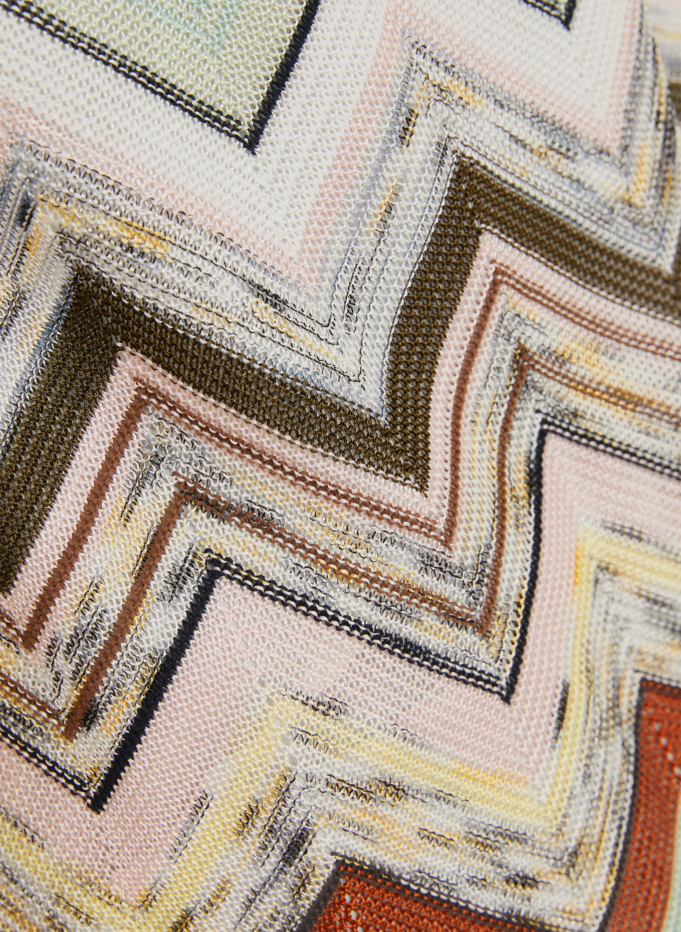 MISSONI Strickkleid: MINT / BRAUN / ROSA