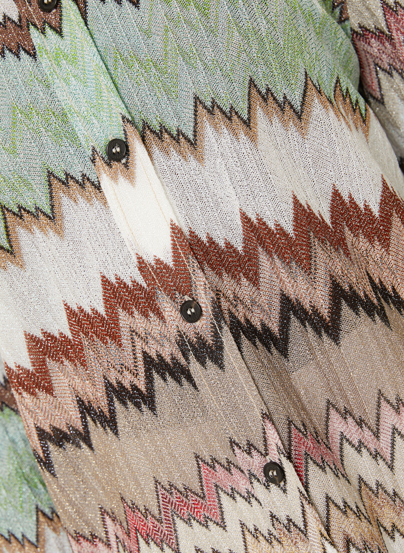 MISSONI Strickbluse mit Glitzergarn: WEISS / BRAUN / HELLGRÜN