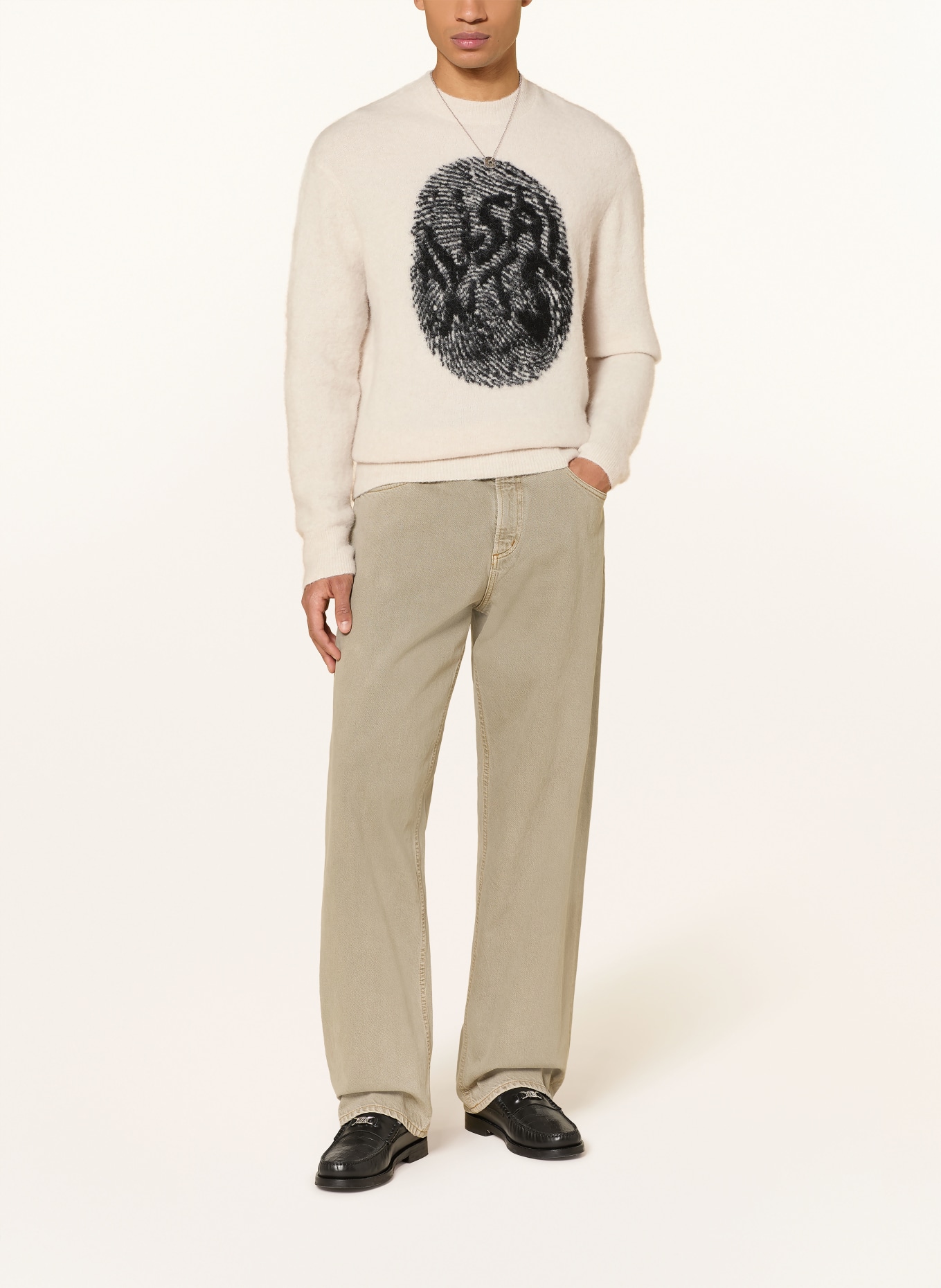 ALLSAINTS RIDGES sweater with alpaca: ECRU / BLACK