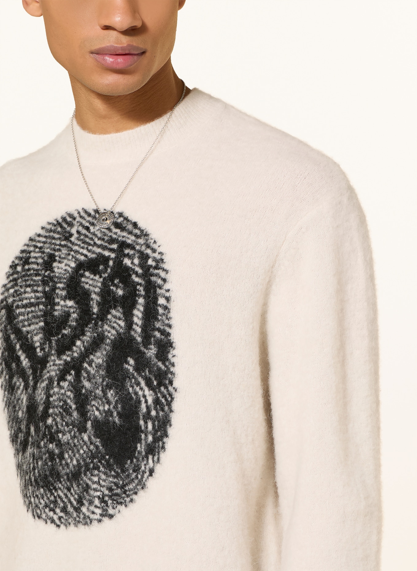 ALLSAINTS RIDGES sweater with alpaca: ECRU / BLACK