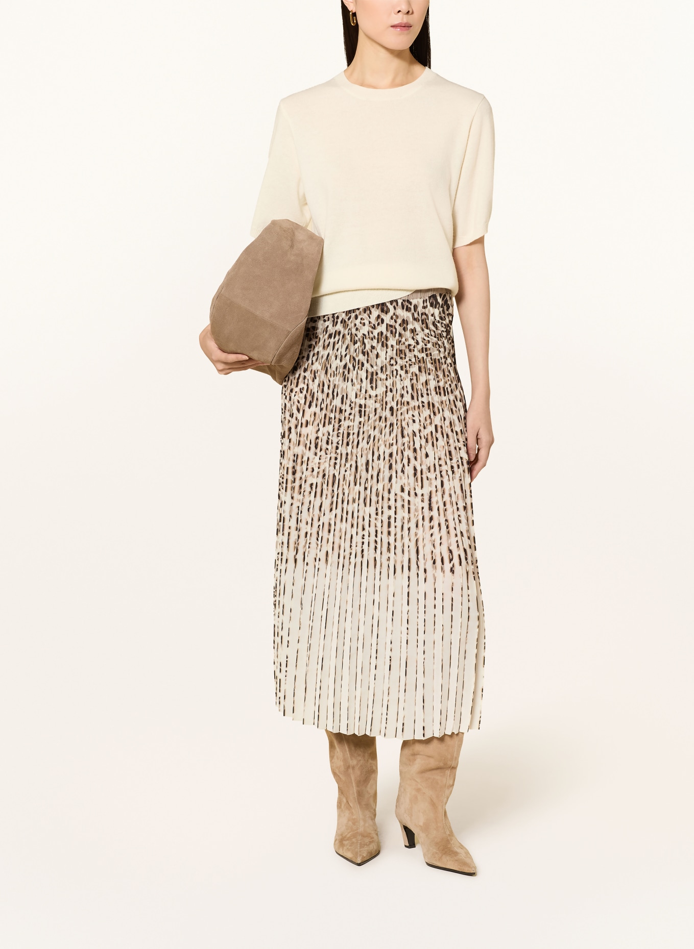 SPORTALM Plisseerock: CREME / BEIGE / SCHWARZ