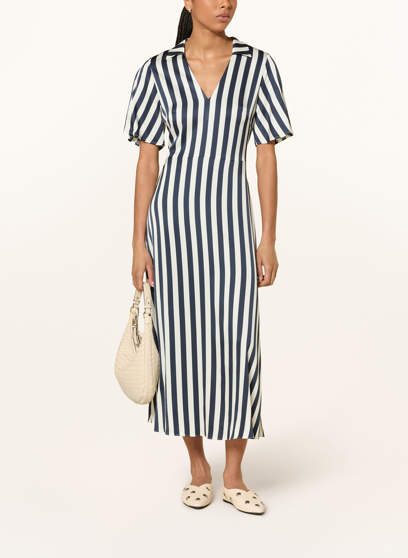 SPORTALM Satinkleid: DUNKELBLAU / CREME