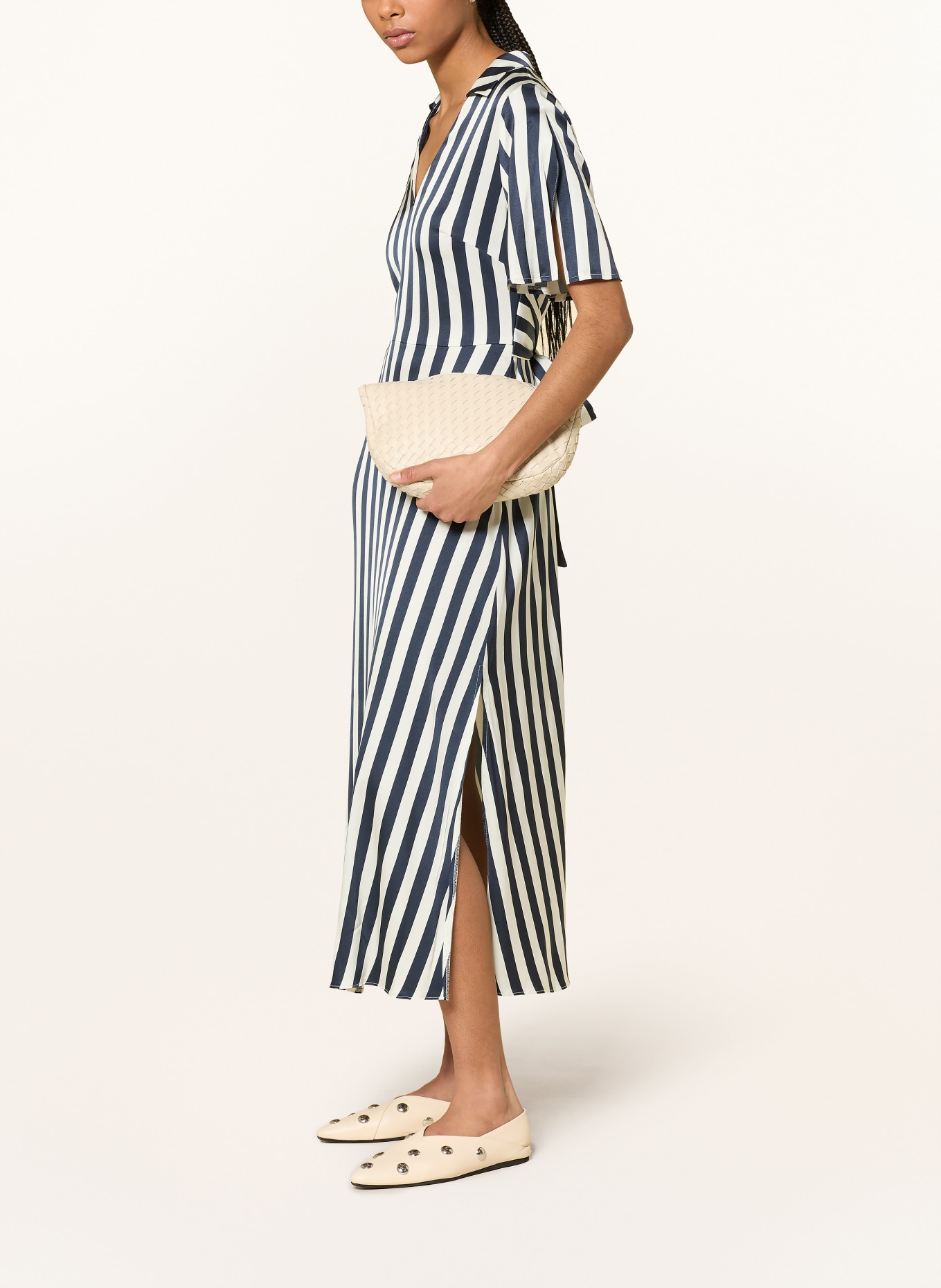 SPORTALM Satinkleid: DUNKELBLAU / CREME