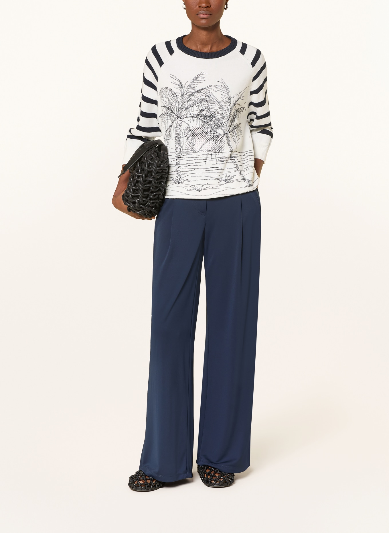 SPORTALM Pullover mit 3/4-Arm: WEISS / SCHWARZ