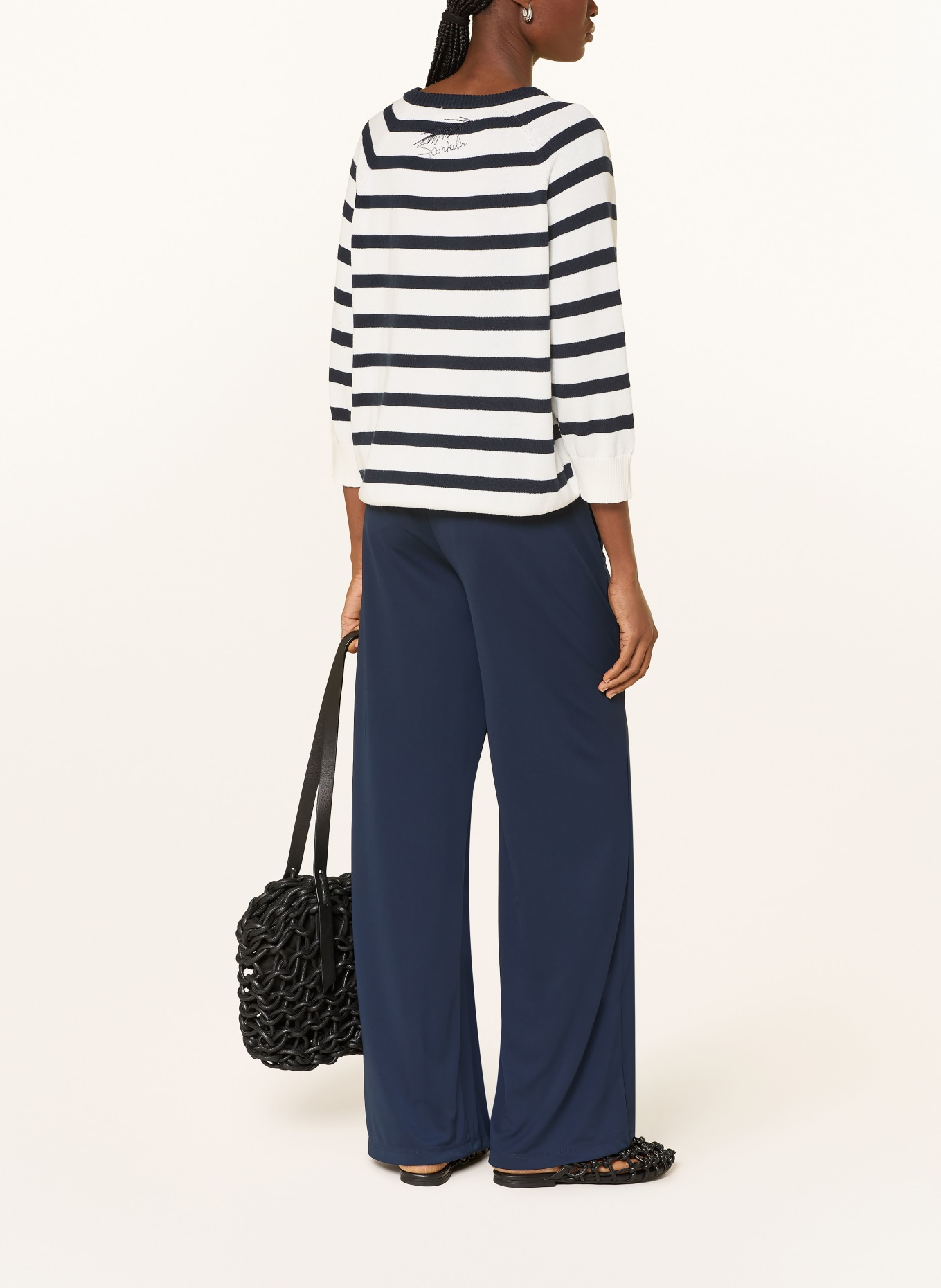 SPORTALM Pullover mit 3/4-Arm: WEISS / SCHWARZ