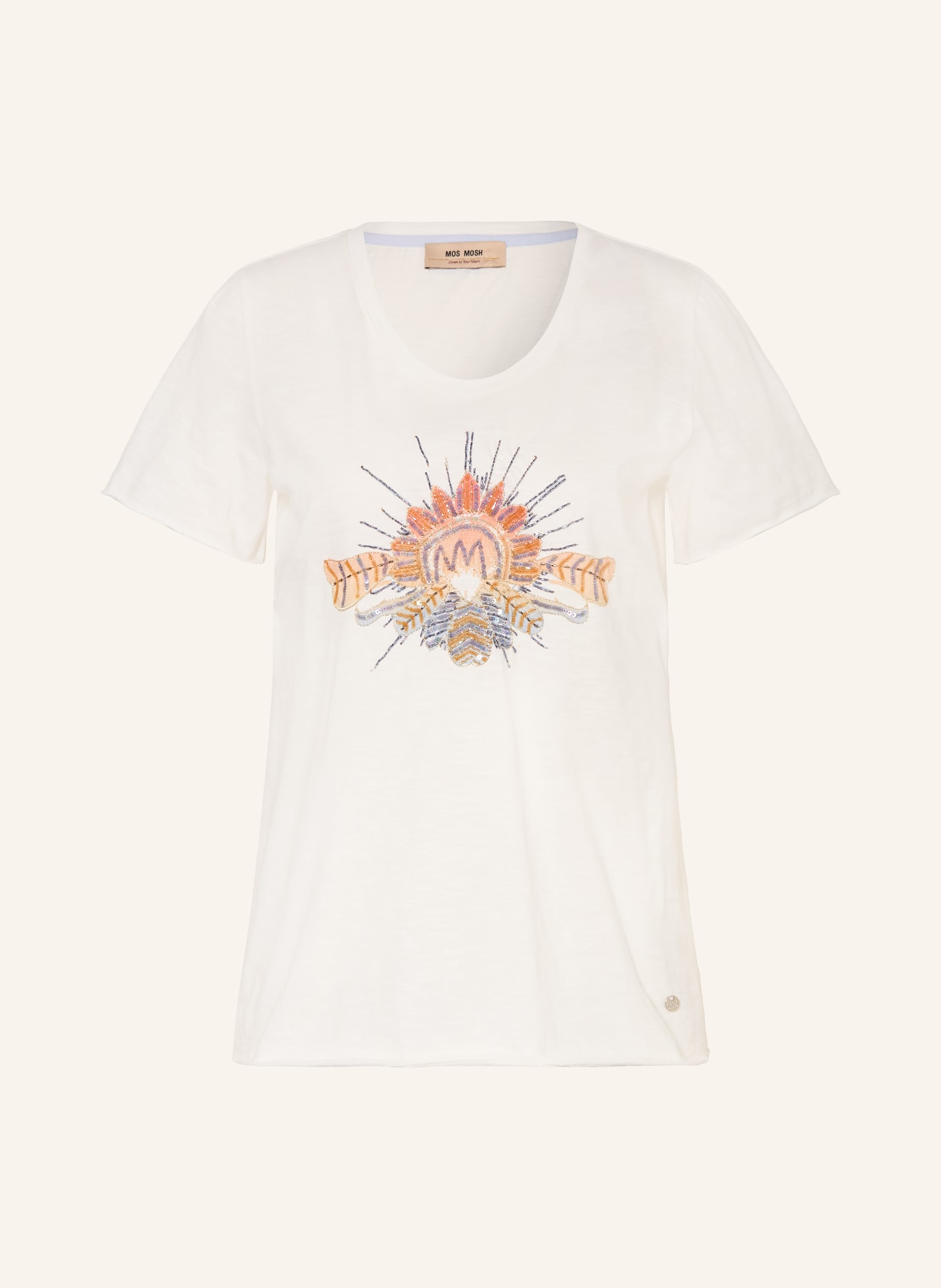 MOS MOSH T-Shirt MMTONIA mit Schmuckperlen und Pailletten: ECRU