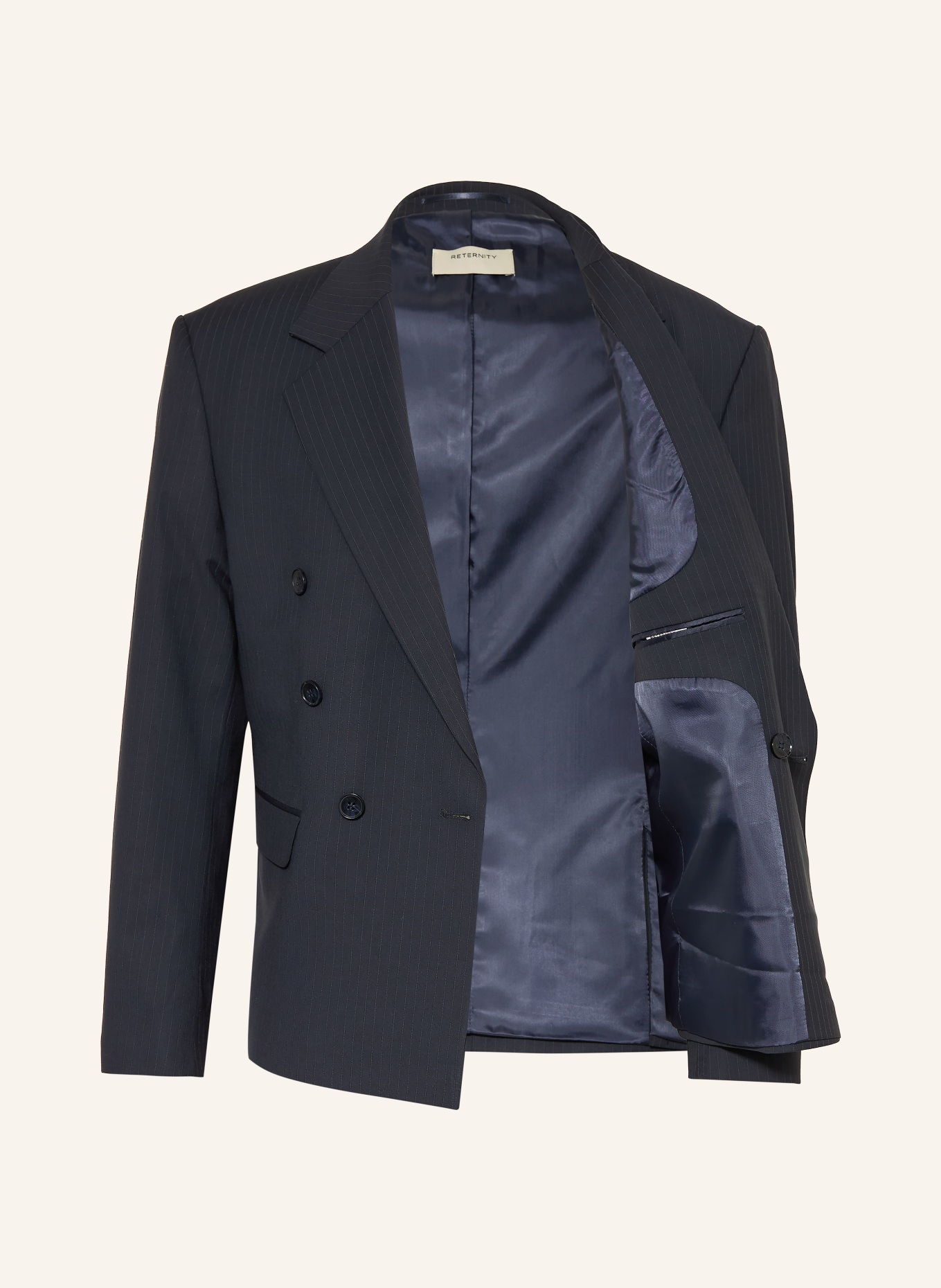 RETERNITY SIGNE suit jacket, oversized fit: PINSTRIPE BLUE
